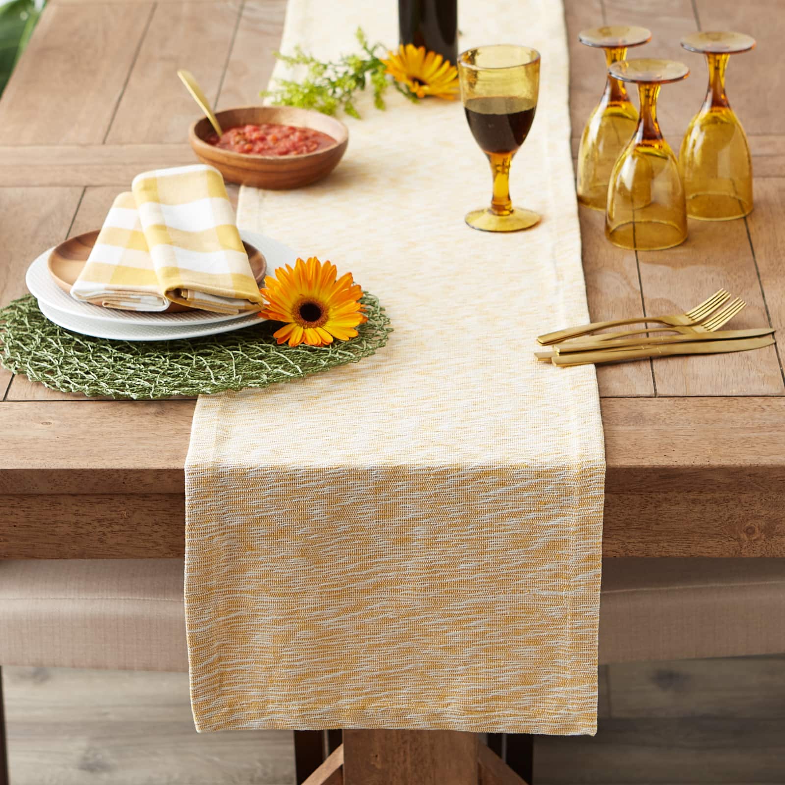 DII® 72" Tonal Recycled Cotton Slubby Rib Table Runner