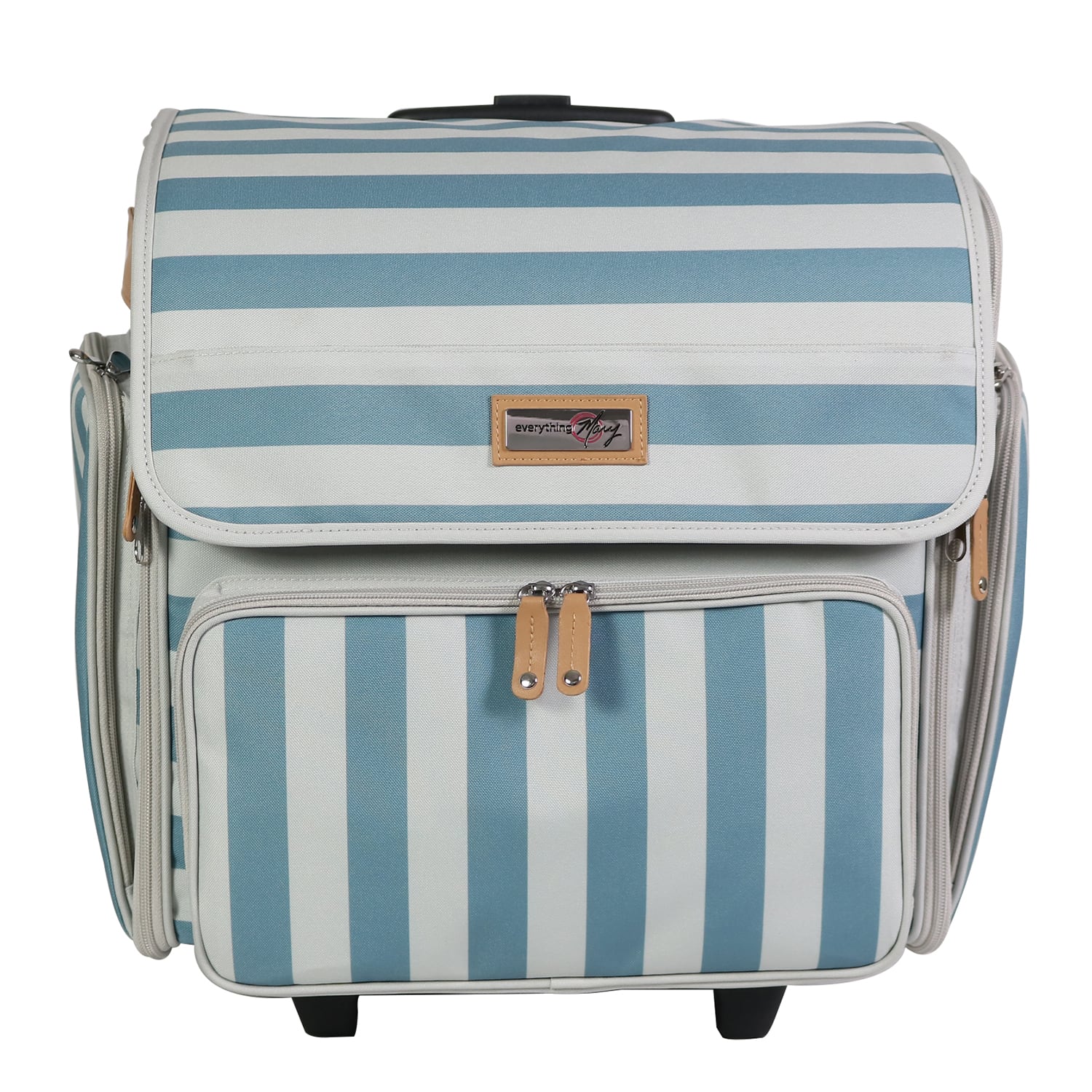 Everything Mary Blue & White Deluxe Collapsible Rolling Craft Bag