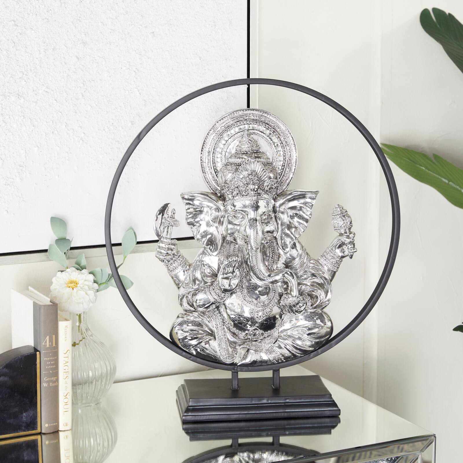 22" Black Polystone Eclectic Buddha