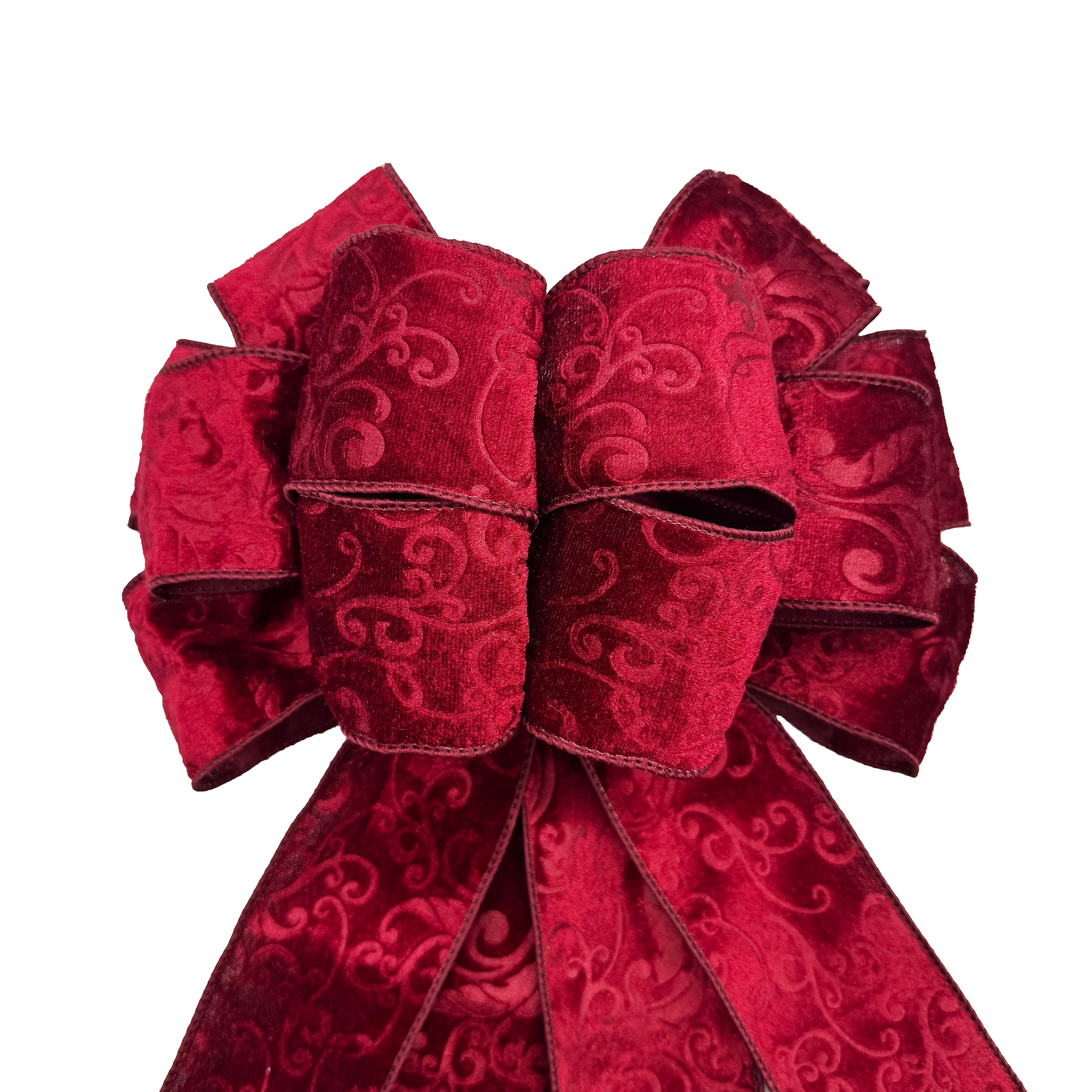20.5&#x22; Burgundy Embossed Velvet Tree Bow by Celebrate It&#xAE;