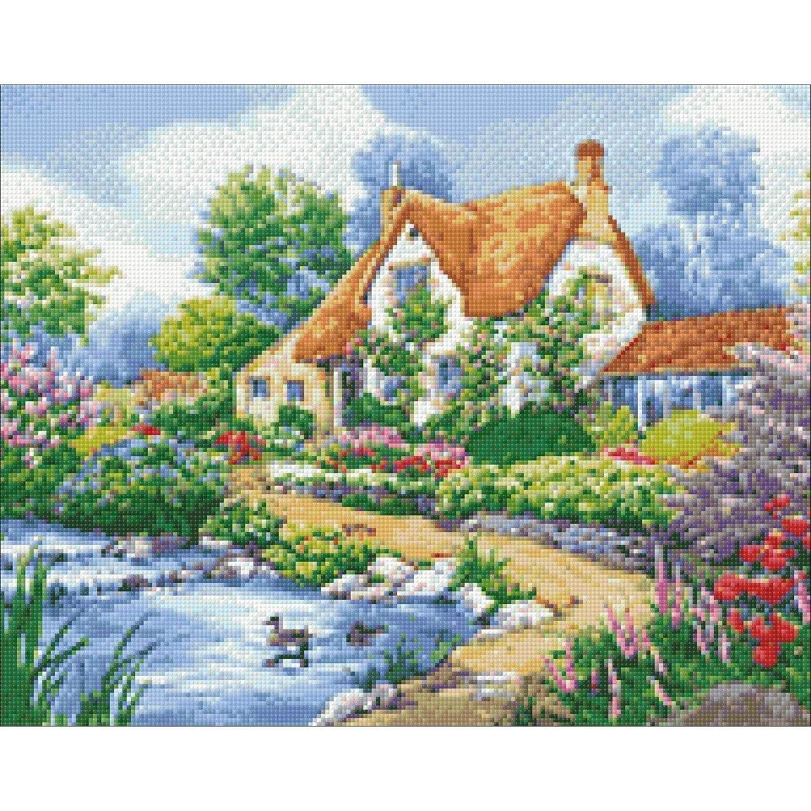 Wizardi Duck Pond Village Diamond Painting Kit