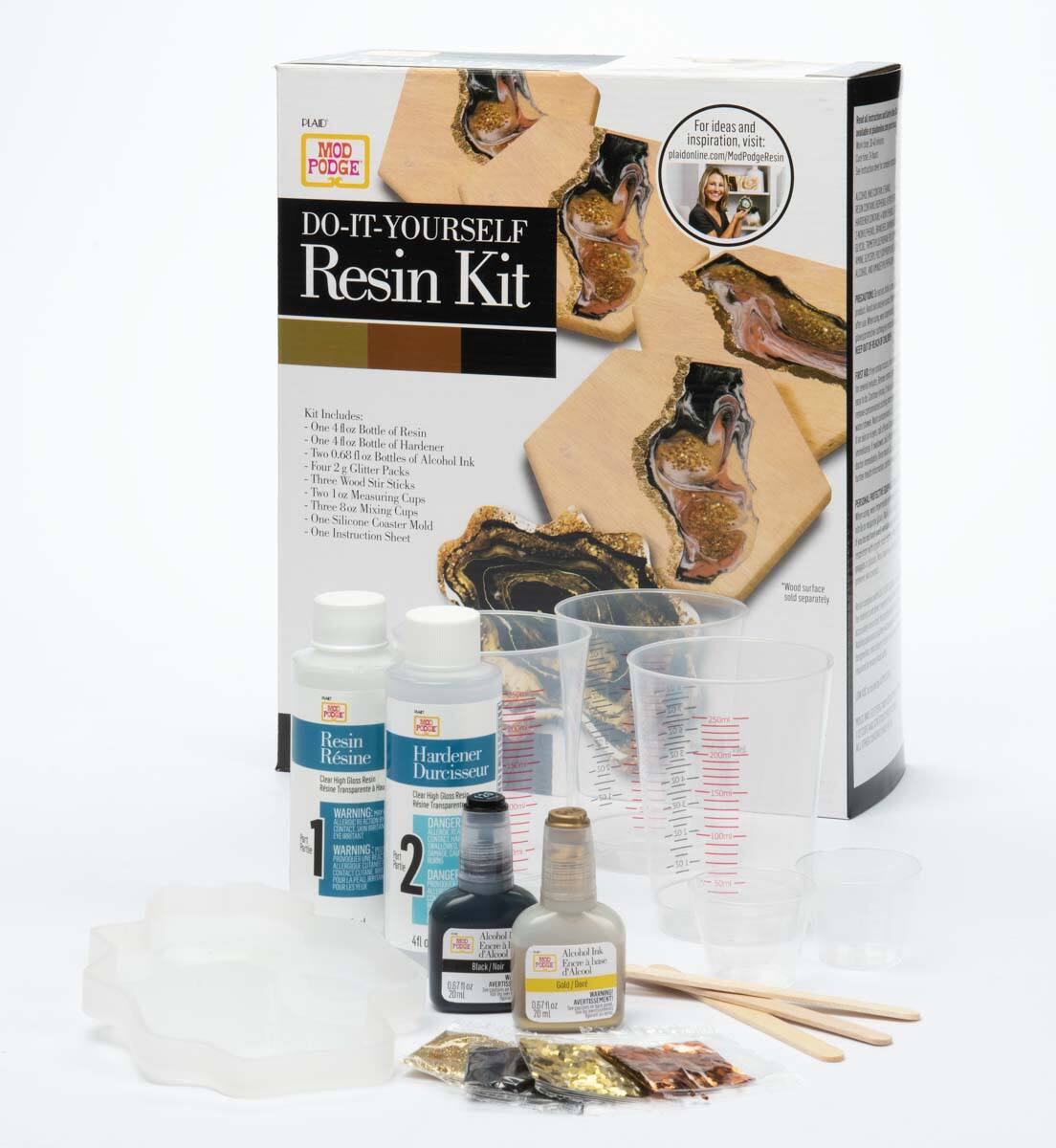 Mod Podge&#xAE; Black &#x26; Gold Do-It-Yourself Geode Coaster Kit