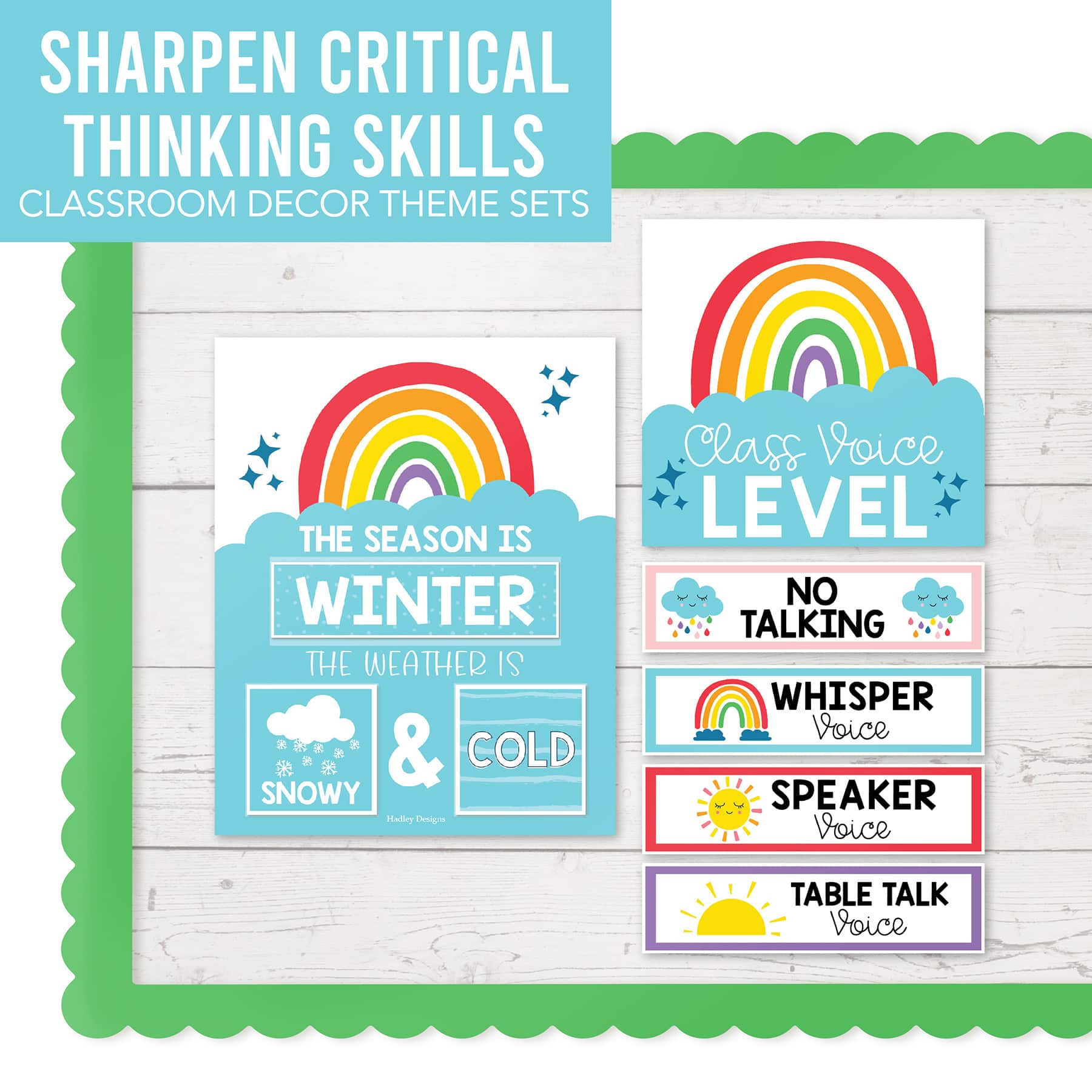 Hadley Designs Rainbow Circle Time Bulletin Board Calendar for Classroom Wall Set