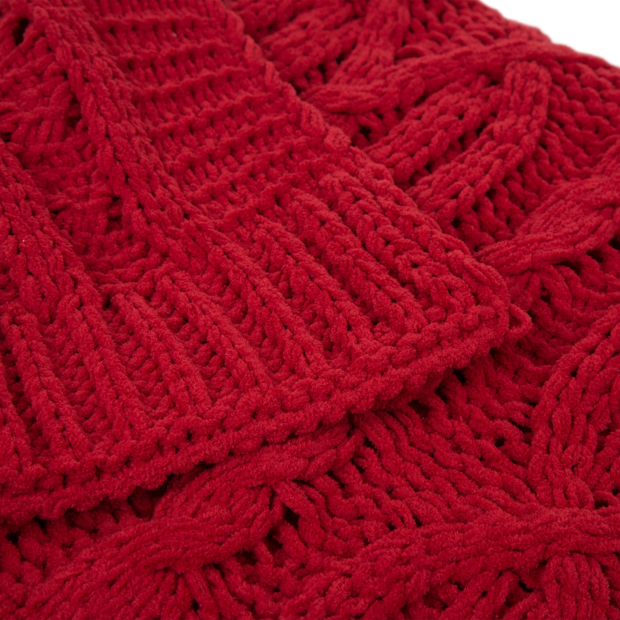 Glitzhome&#xAE; Knitted Polyester Red Throw Blanket