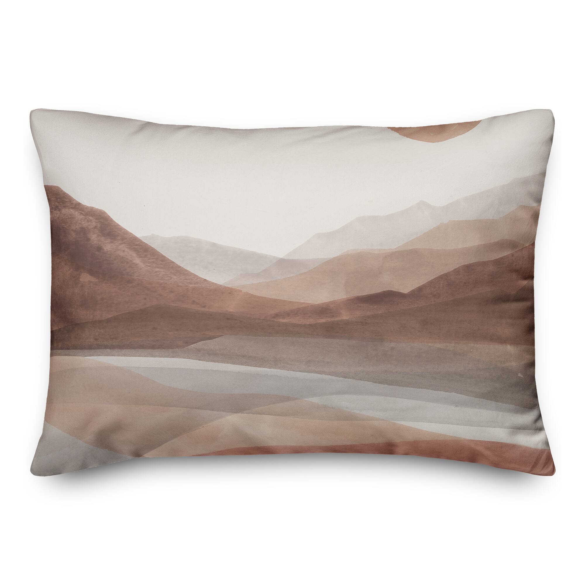Mauve Boho Abstracted Landscape Indoor & Outdoor Throw Pillow