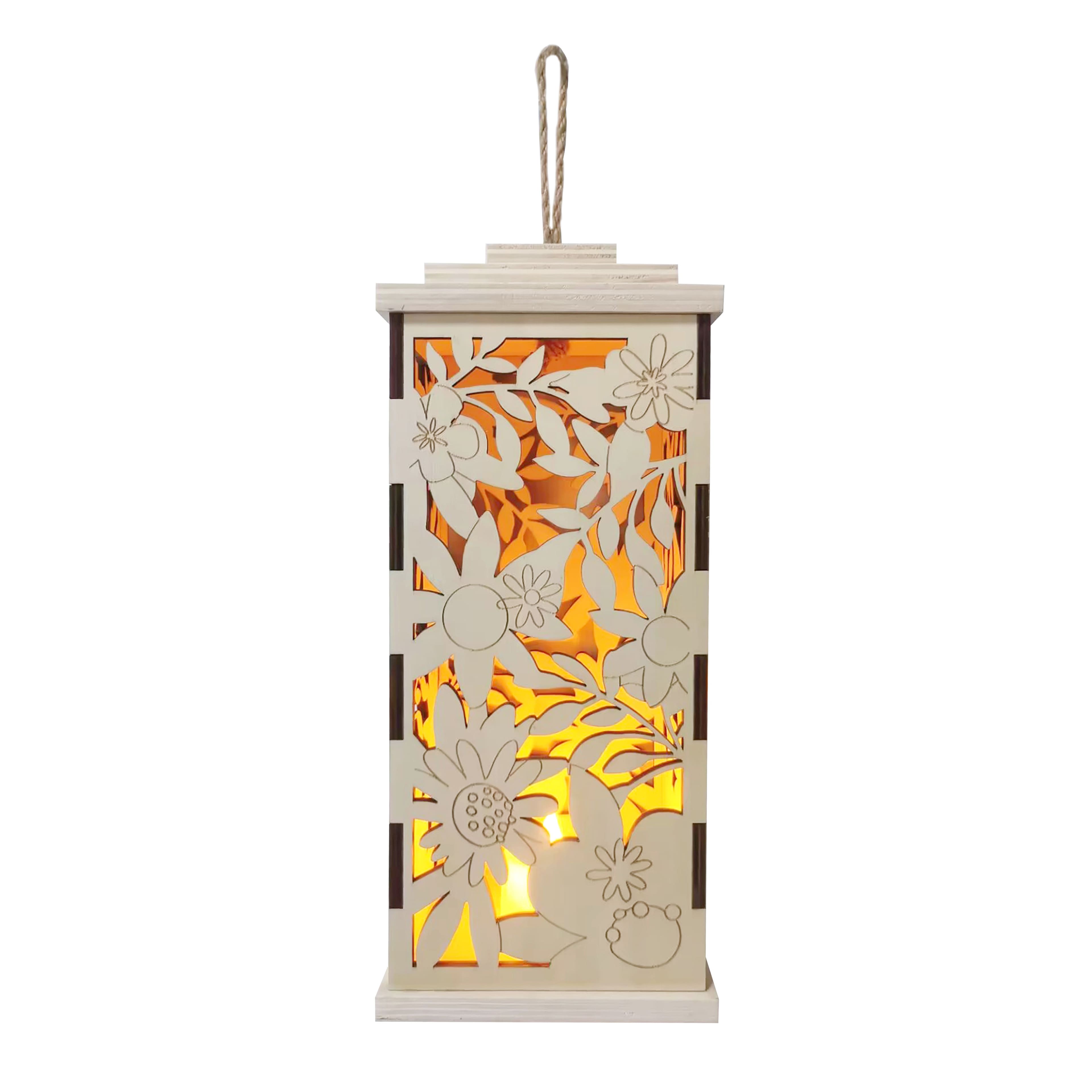 10&#x22; Flower LED Plywood Lantern by Make Market&#xAE;