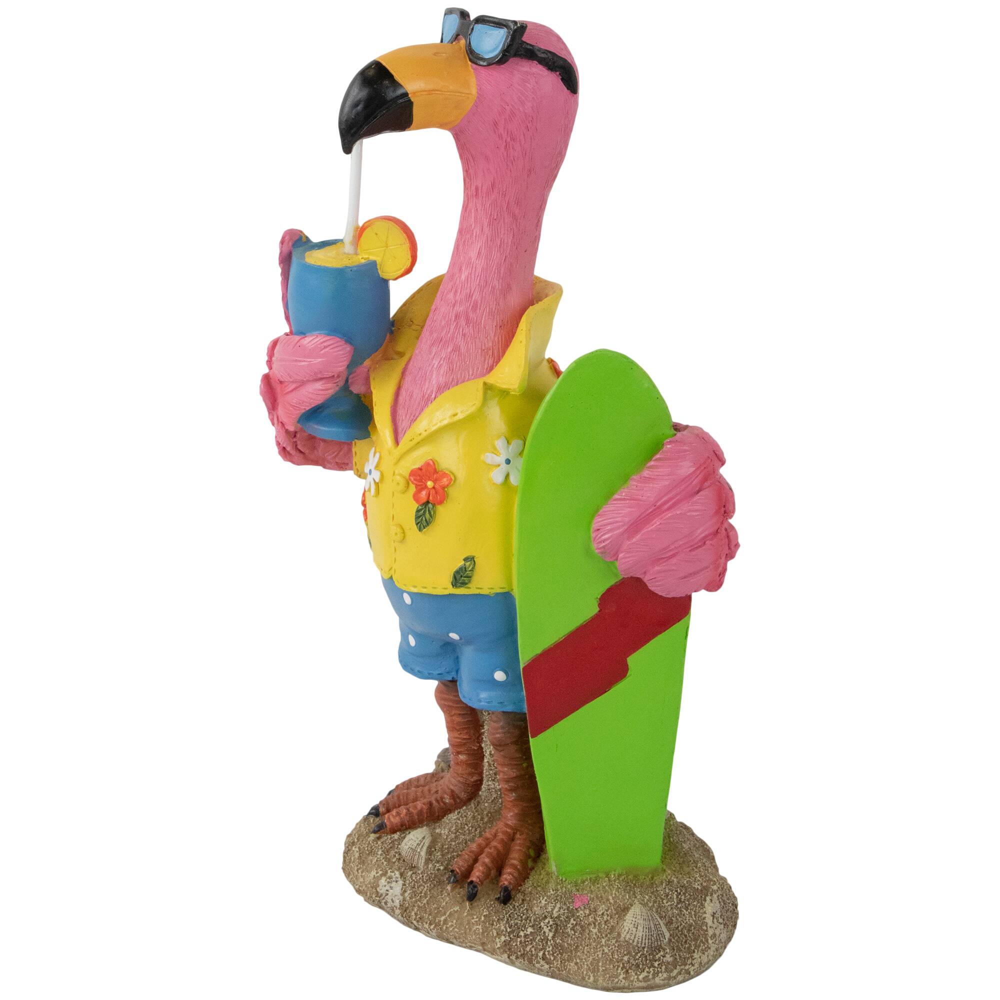 11.5&#x22; Tropical Pink Flamingo Outdoor Garden Statue