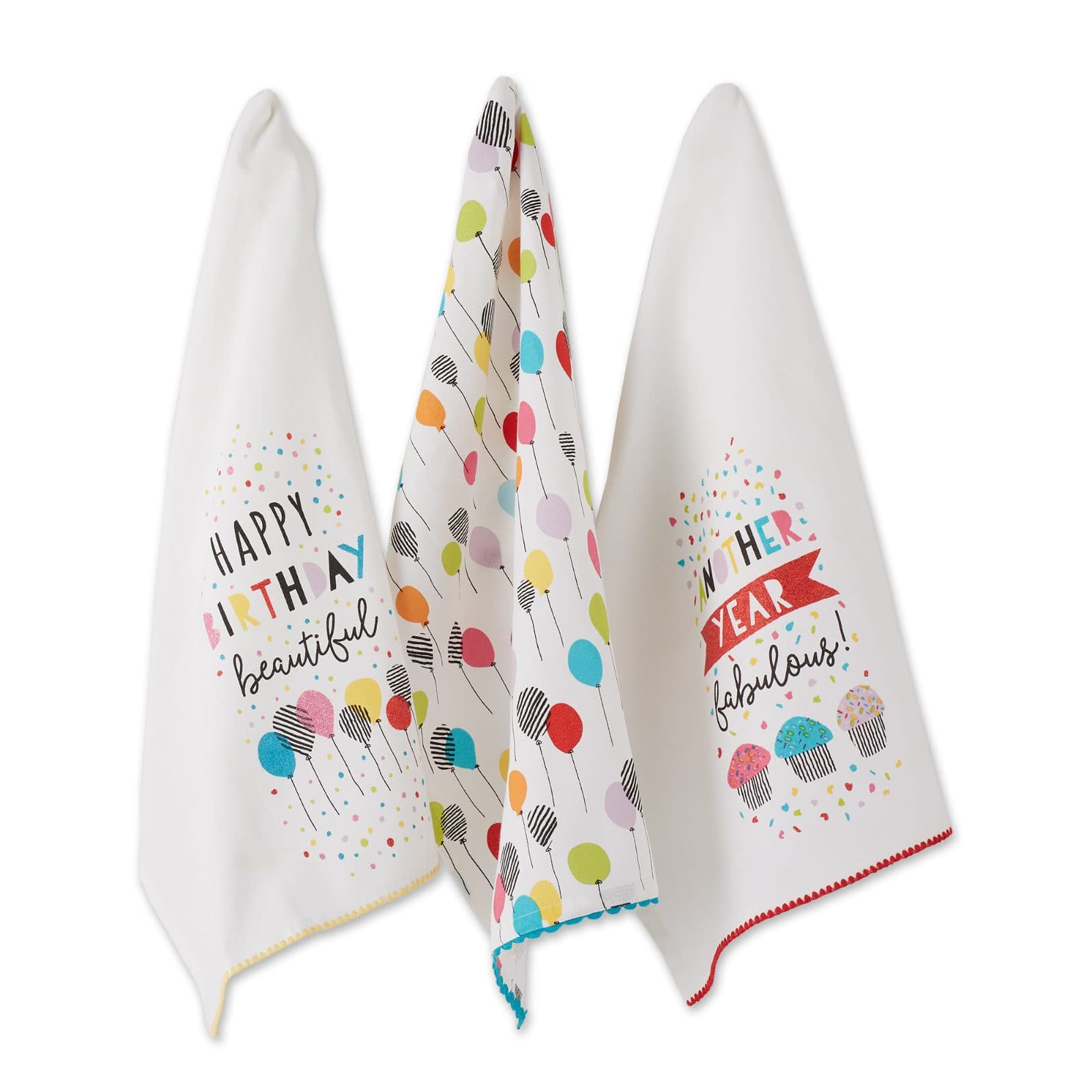 DII® Happy Birthday Embellished Dishtowel Set