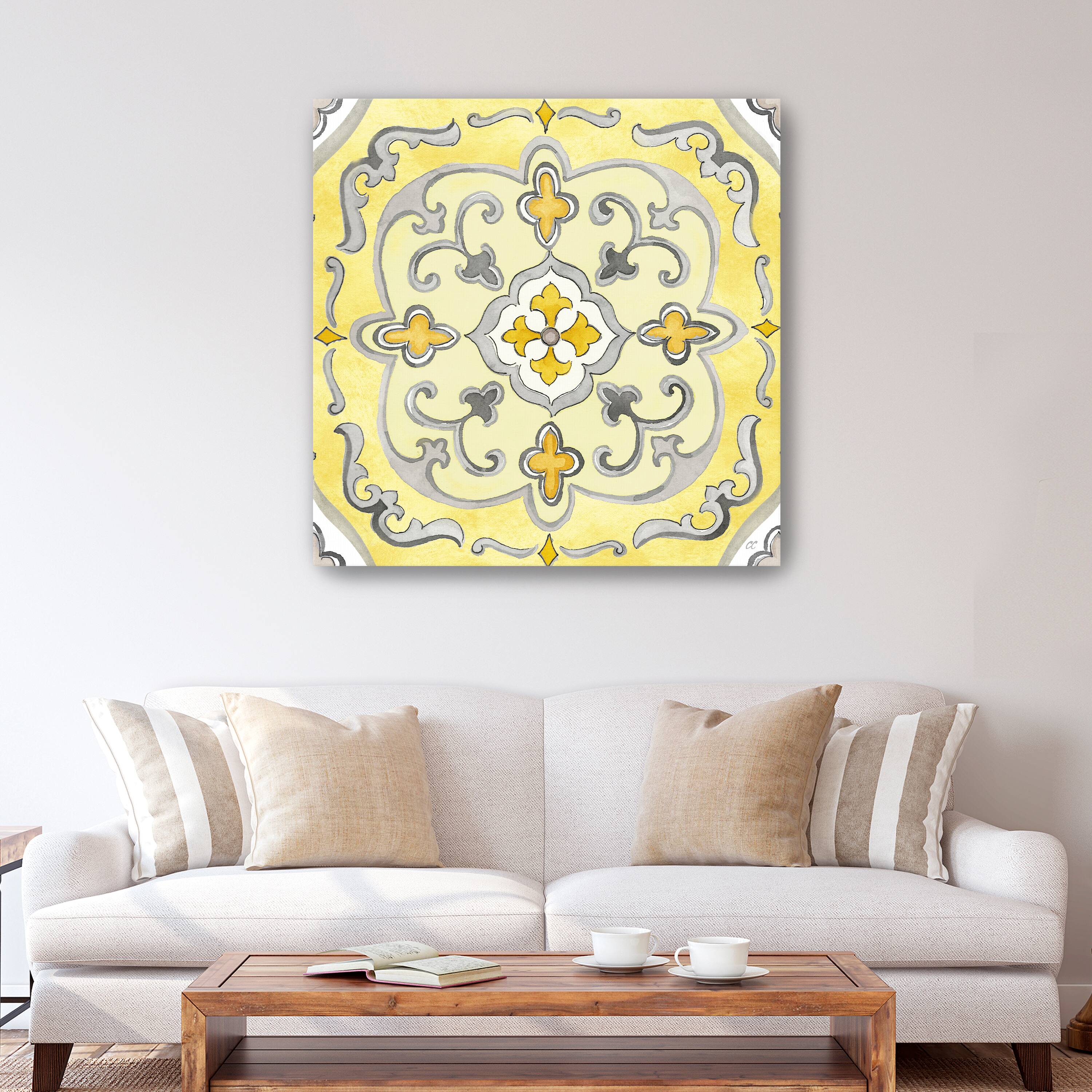 Jewel Medallion Yellow Gray II Canvas Giclee