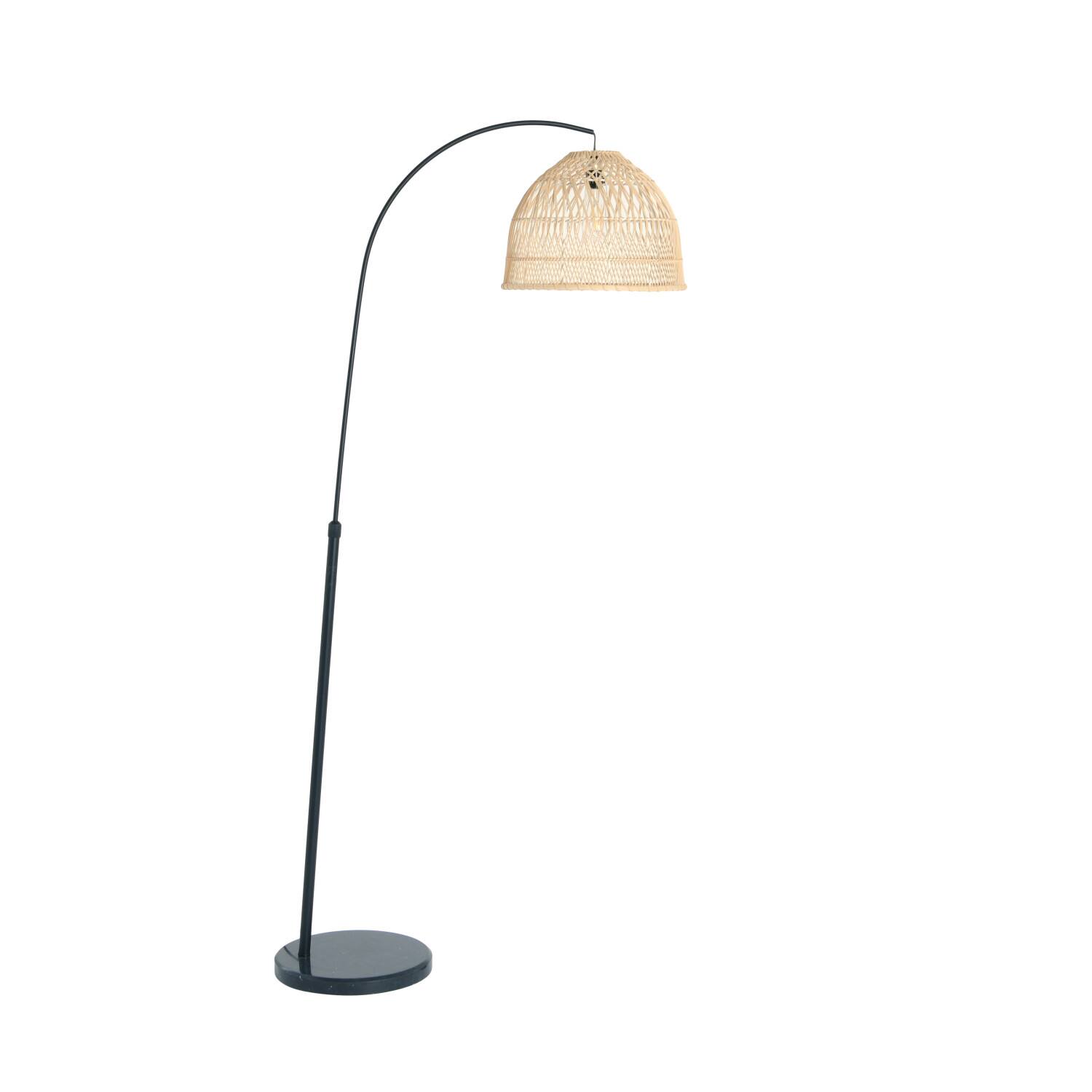 Hello Honey® Modern Boho Floor Lamp with Marble Base & Rattan Shade