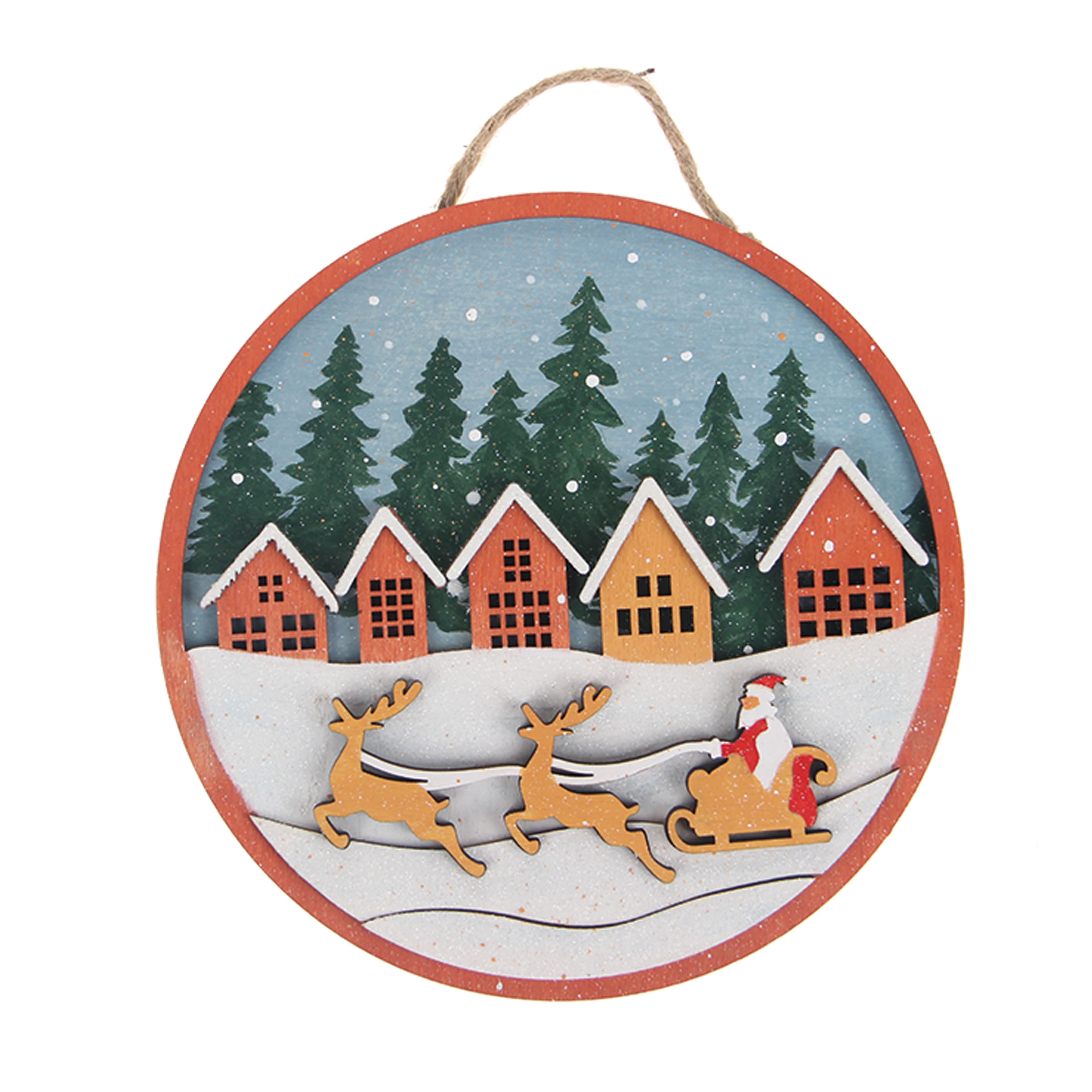 6&#x22; Santa Sled Plaque DIY Wood D&#xE9;cor Kit by Make Market&#xAE;