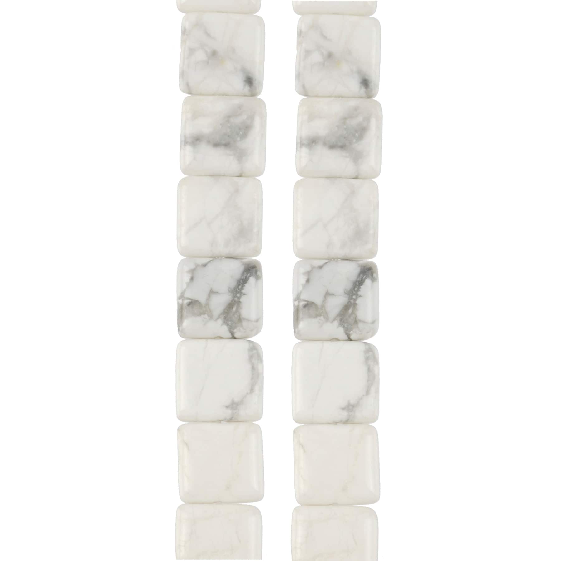 6 Pack: White Howlite Flat Square Beads, 10mm by Bead Landing™