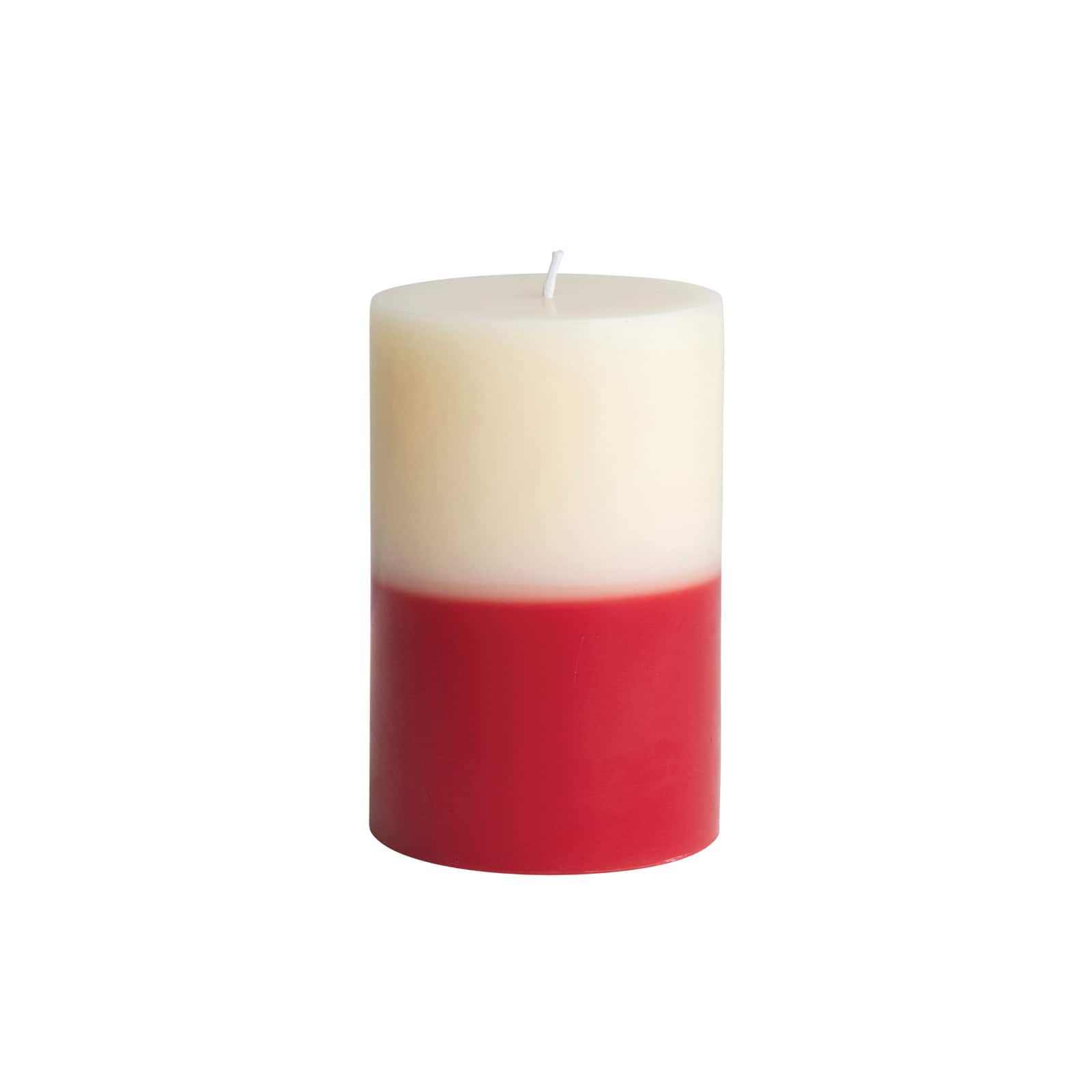 Hello Honey&#xAE; 6&#x22; Red &#x26; Cream Unscented Pillar Candle