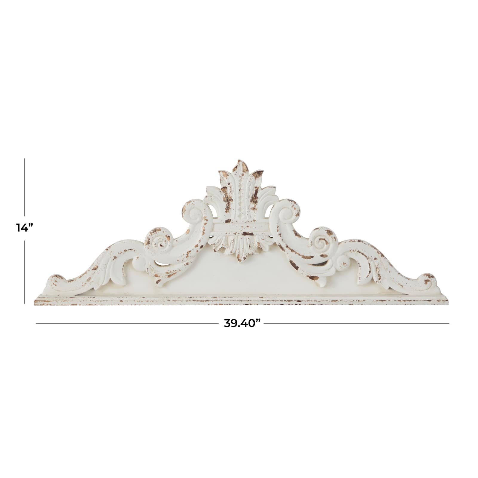 White Wood French Country Carved Wall Decor 14" x 39" x 3"