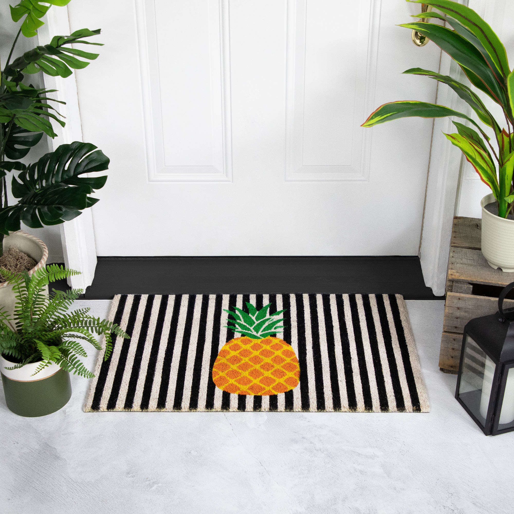 Ivory & Orange Pineapple Striped Doormat