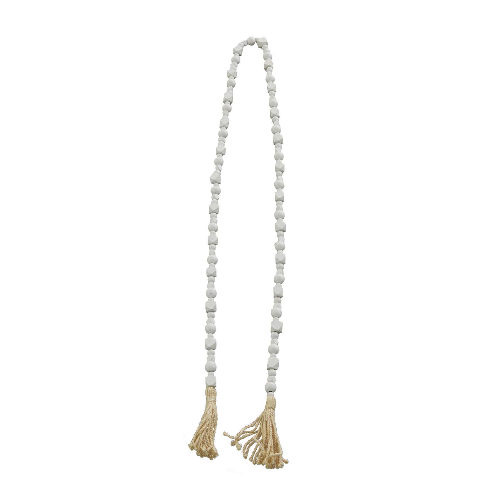 80&#x22; Geometric Wood Bead Garland with Tassels