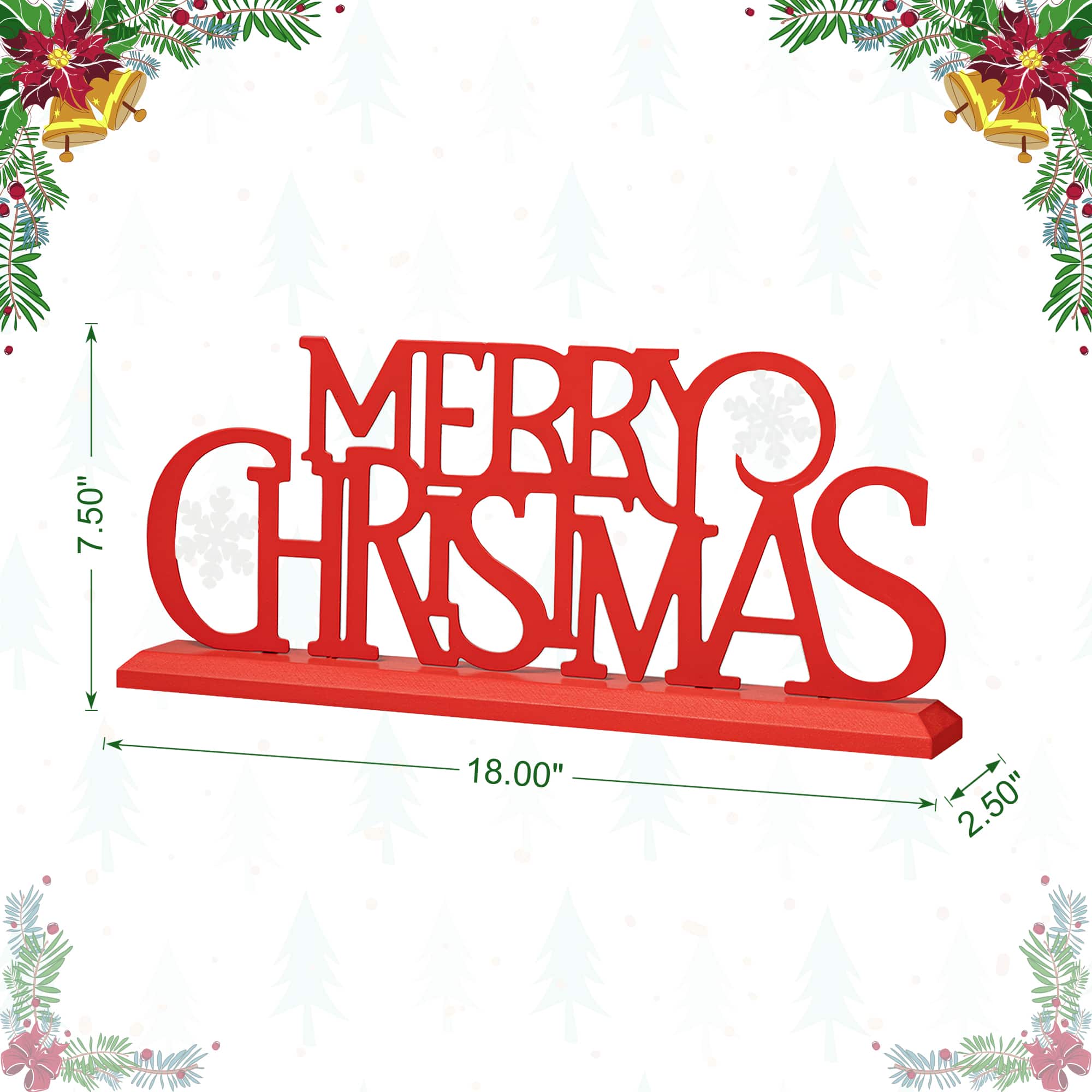Glitzhome&#xAE; 18&#x22; Red Metal Merry Christmas Table D&#xE9;cor