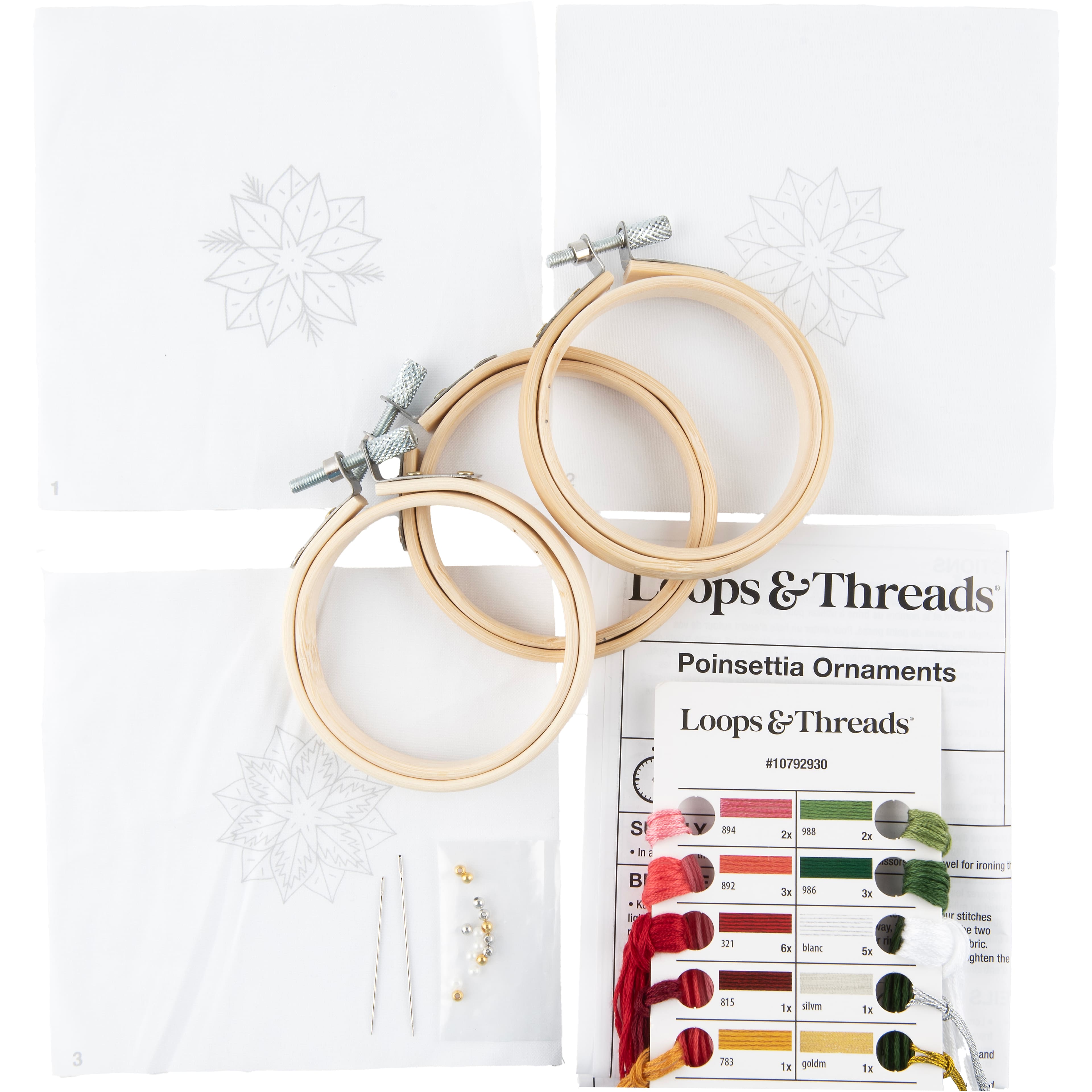 2.5&#x22; Poinsettia Ornaments Embroidery Kit by Loops &#x26; Threads&#xAE;