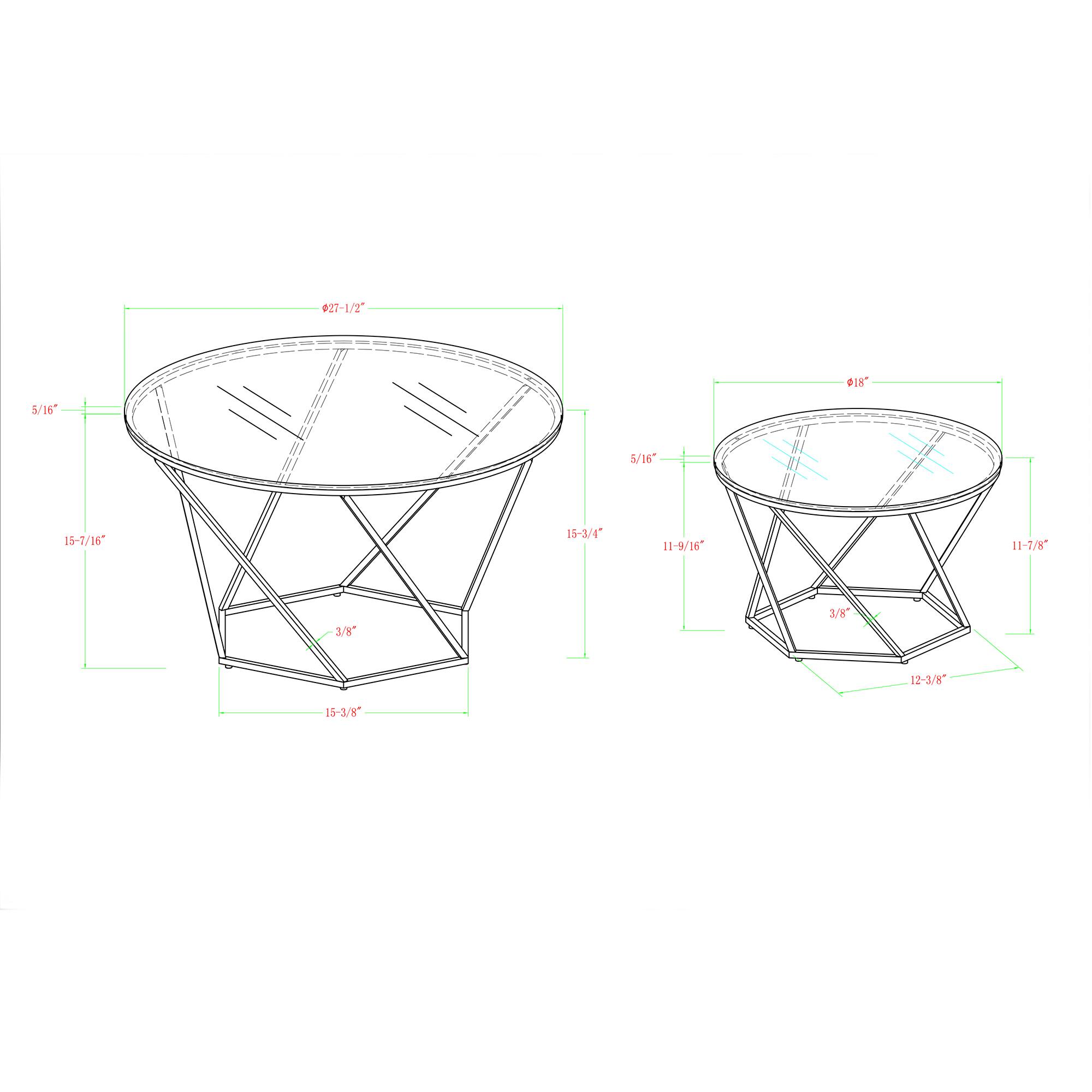 Walker Edison Gold Geometric Glass Nesting Tables Set