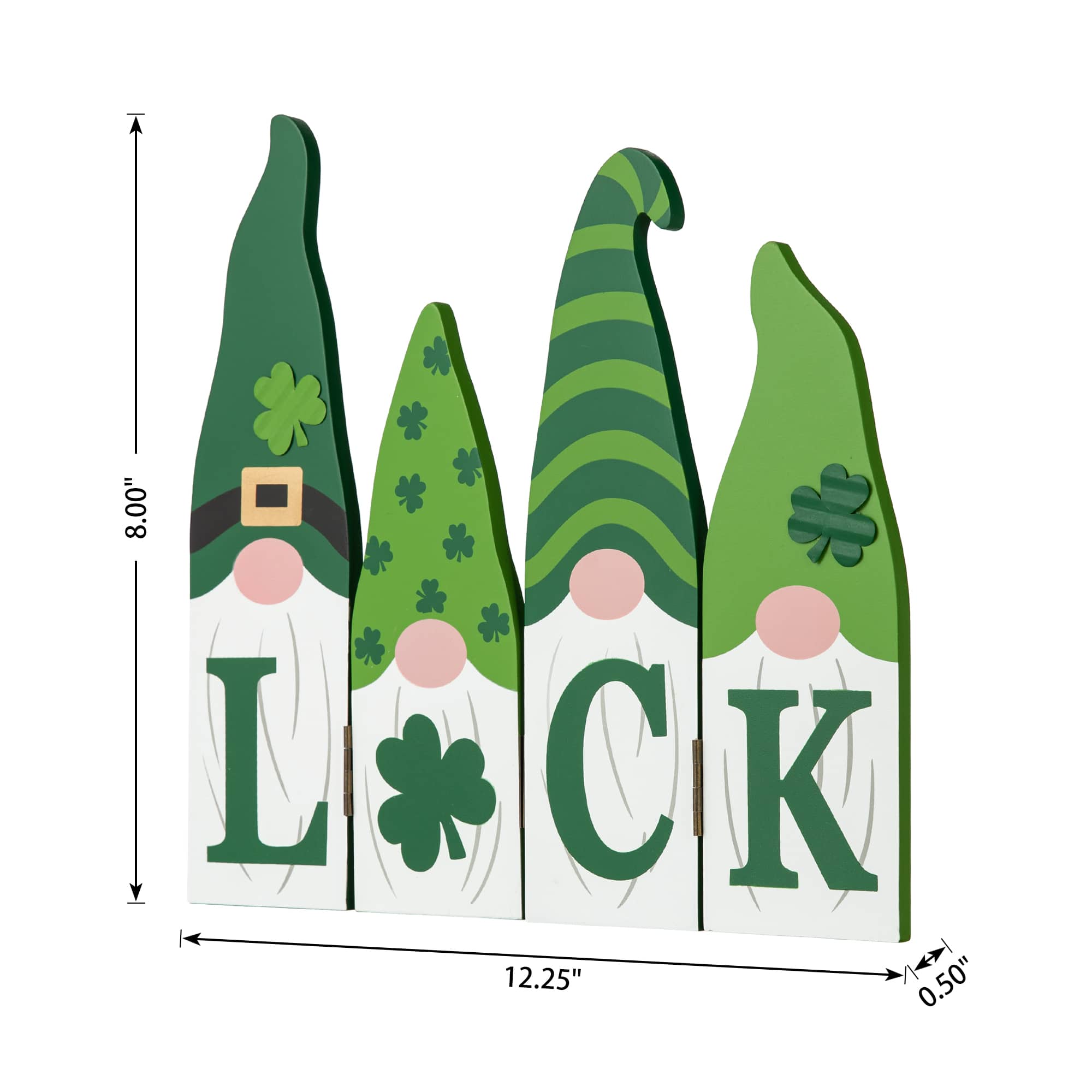Glitzhome® 12.25" St. Patrick's Wooden Luck Shamrock Gnome Table Decor