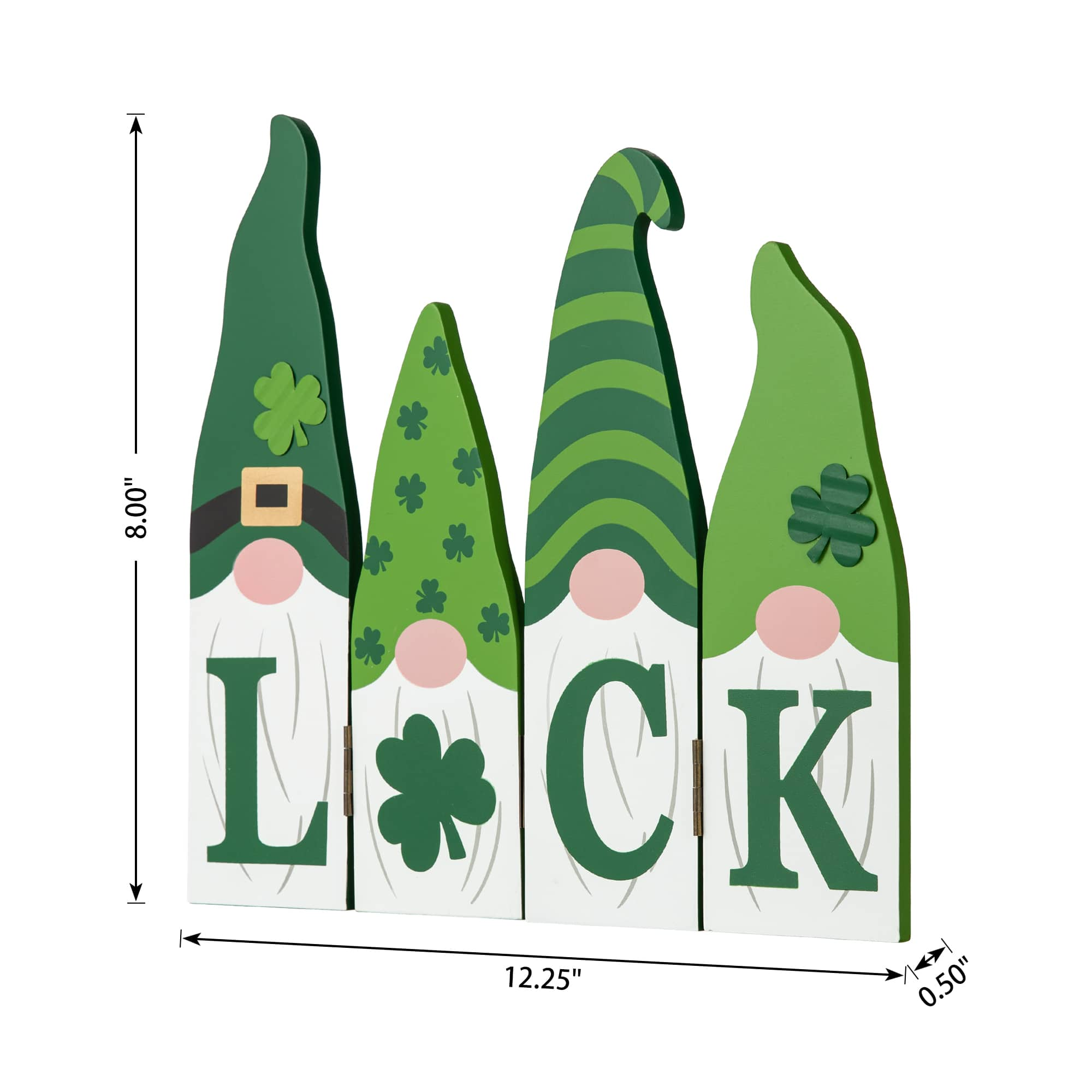 Glitzhome&#xAE; 12.25&#x22; St. Patrick&#x27;s Wooden Luck Shamrock Gnome Table Decor