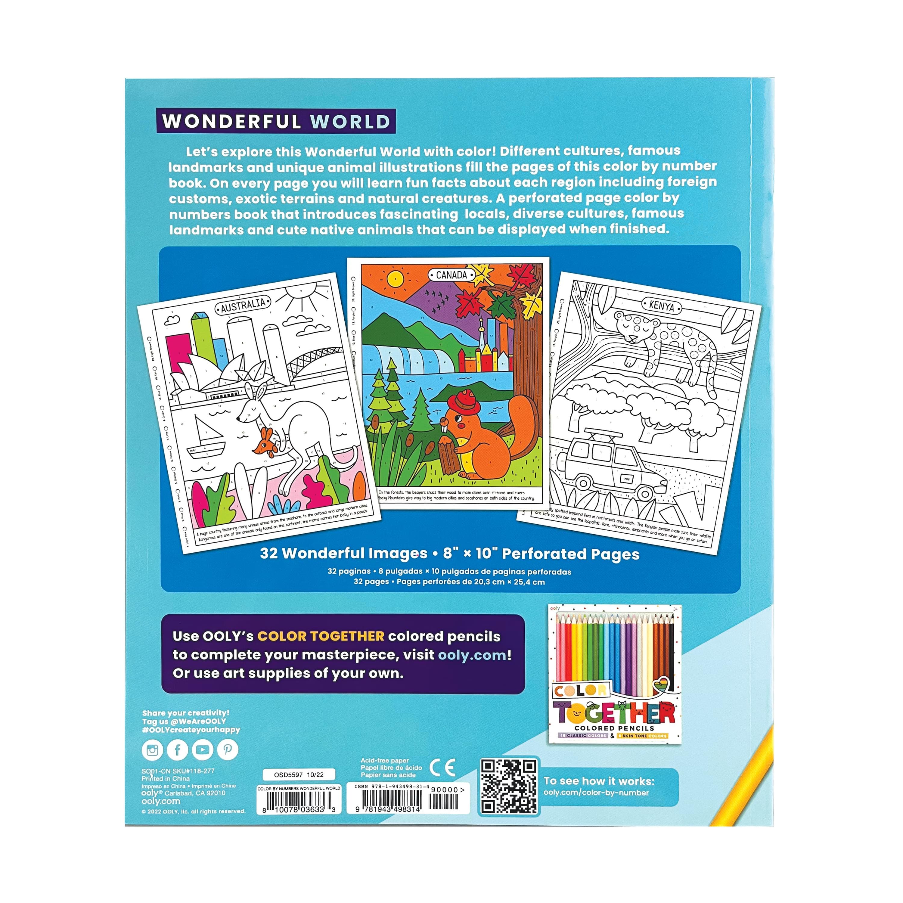 OOLY Color By Numbers Wonderful World Coloring Book