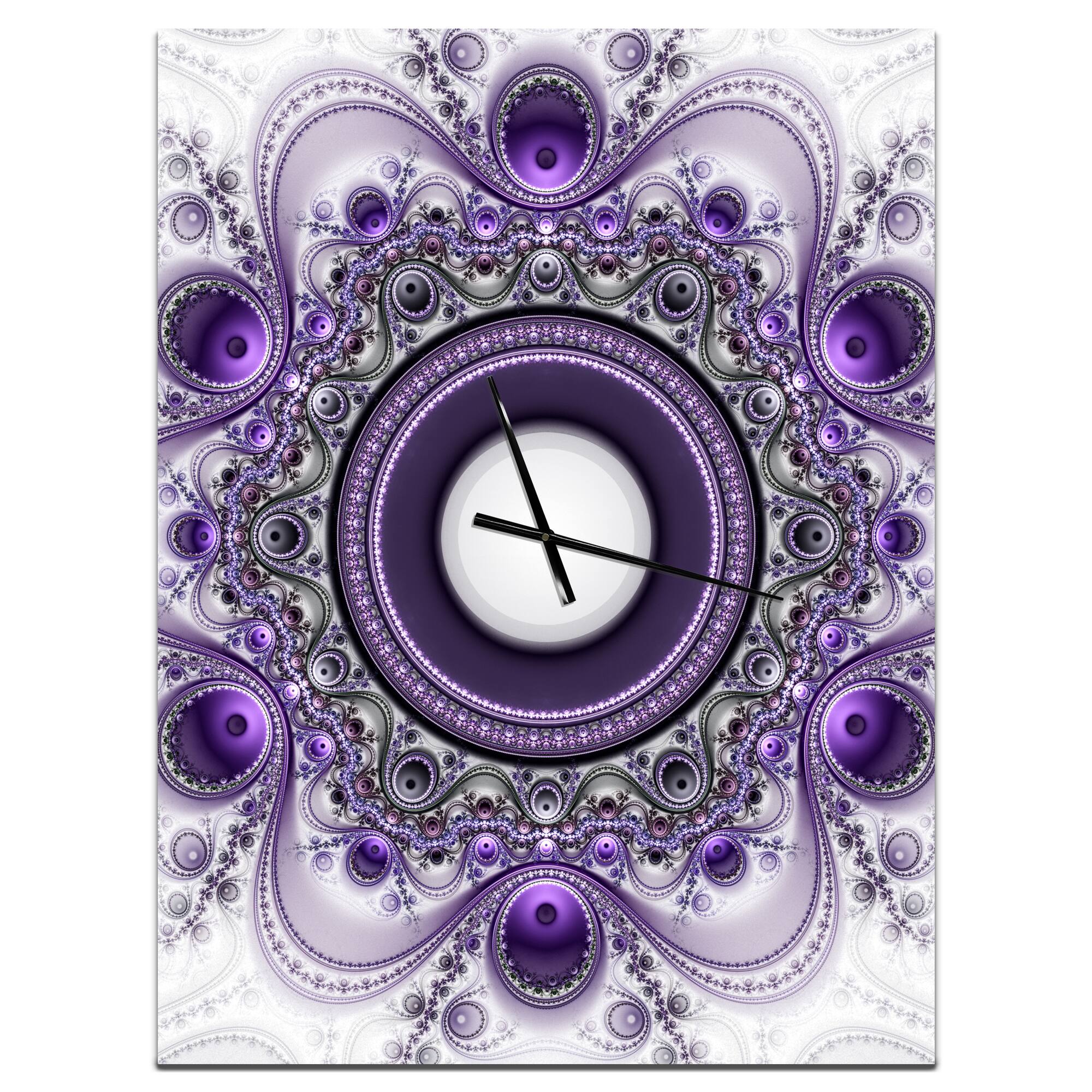 Designart 'Purple Fractal Pattern With Circles Modern Rectangular Wall Clock