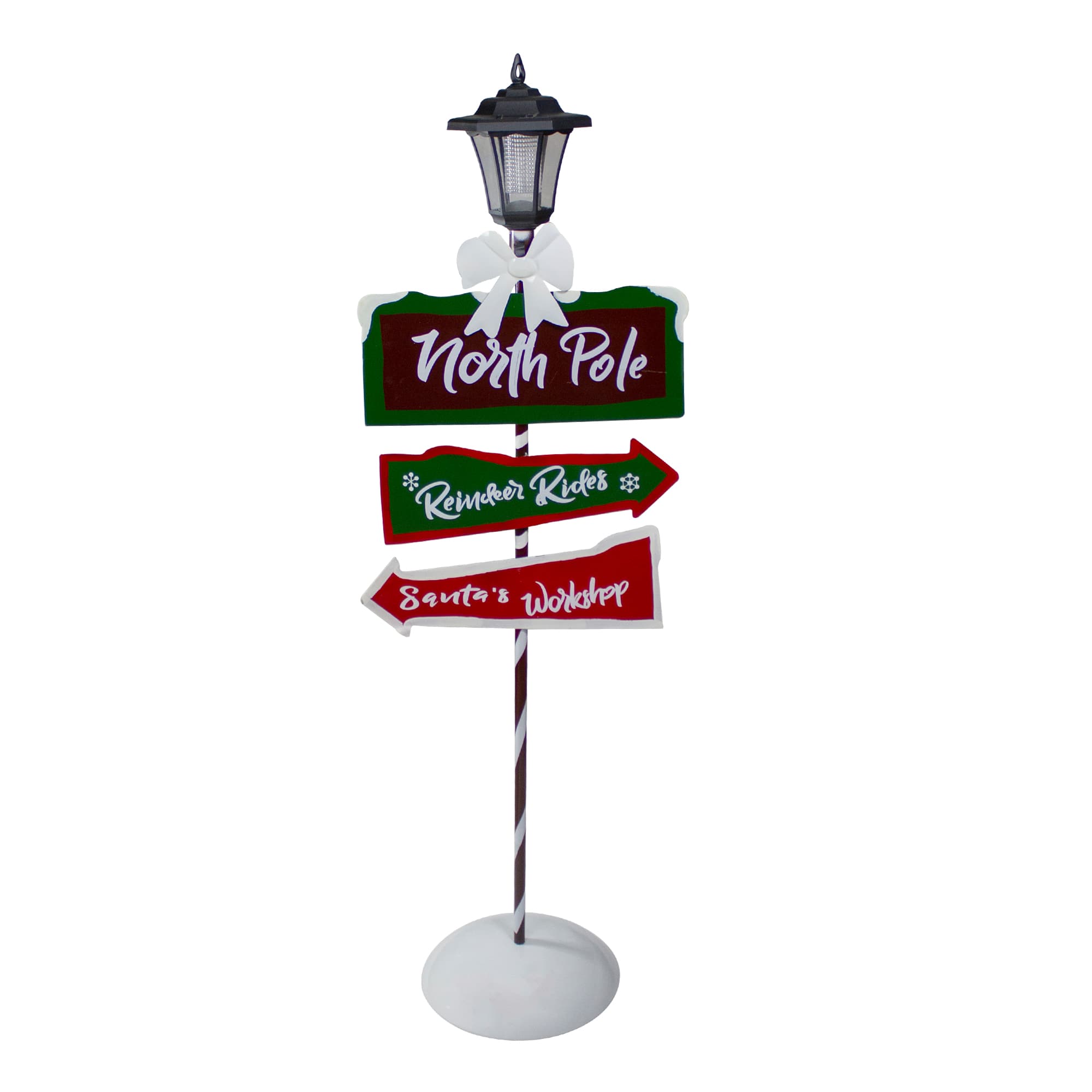 Solar-Powered North Pole Light Up Lantern Post Christmas Sign - 49.75"