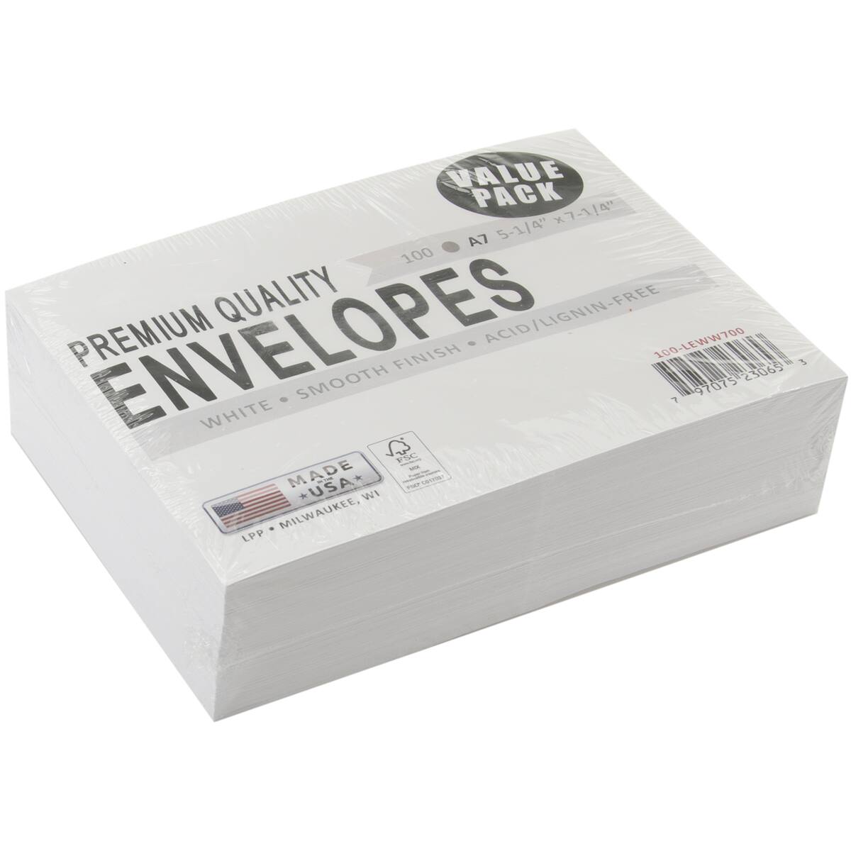 Leader A7 Envelopes (5.25&#x22;X7.25&#x22;) 100/Pkg-White