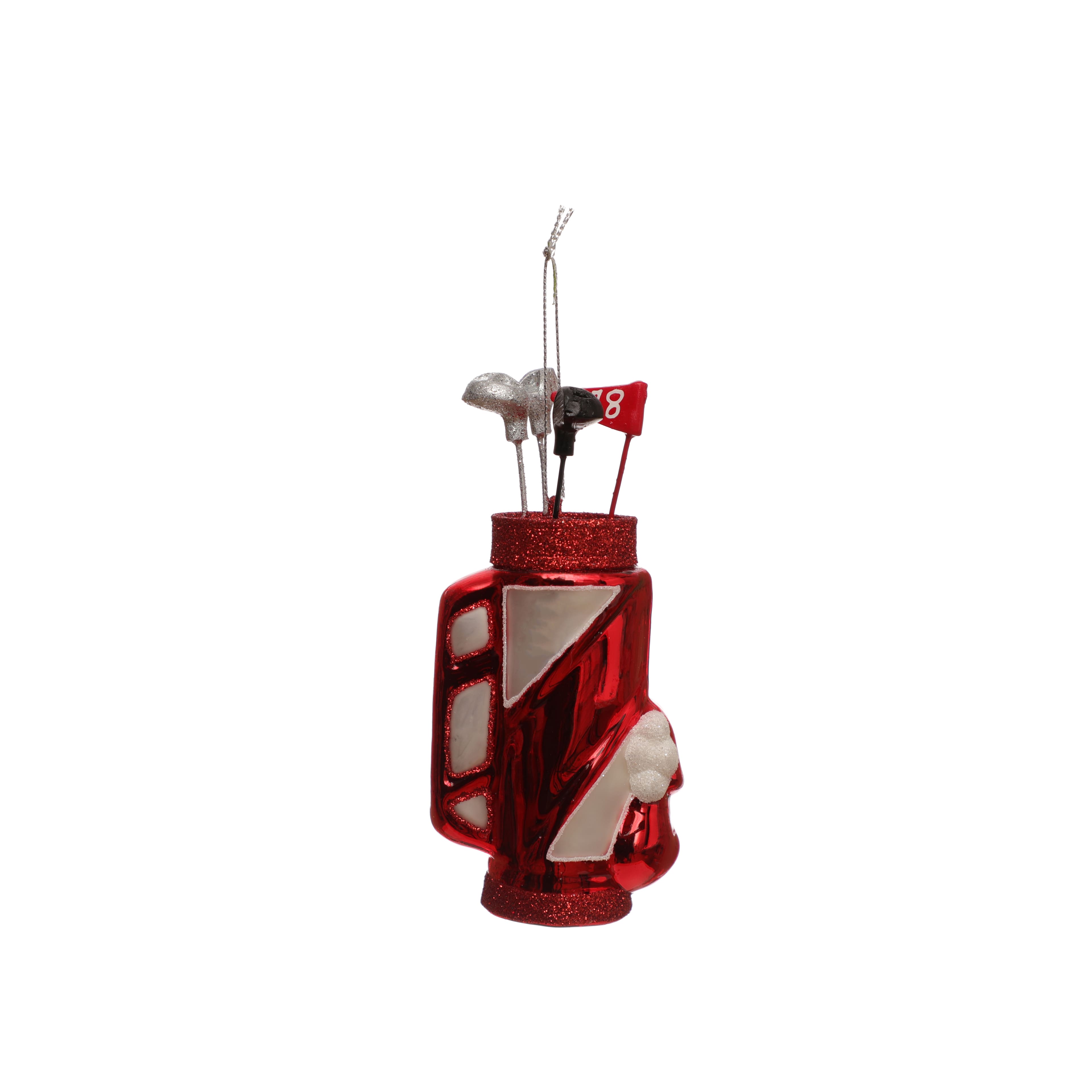 5&#x22; Red &#x26; White Golf Bag with Clubs Glass Ornament by Ashland&#xAE;