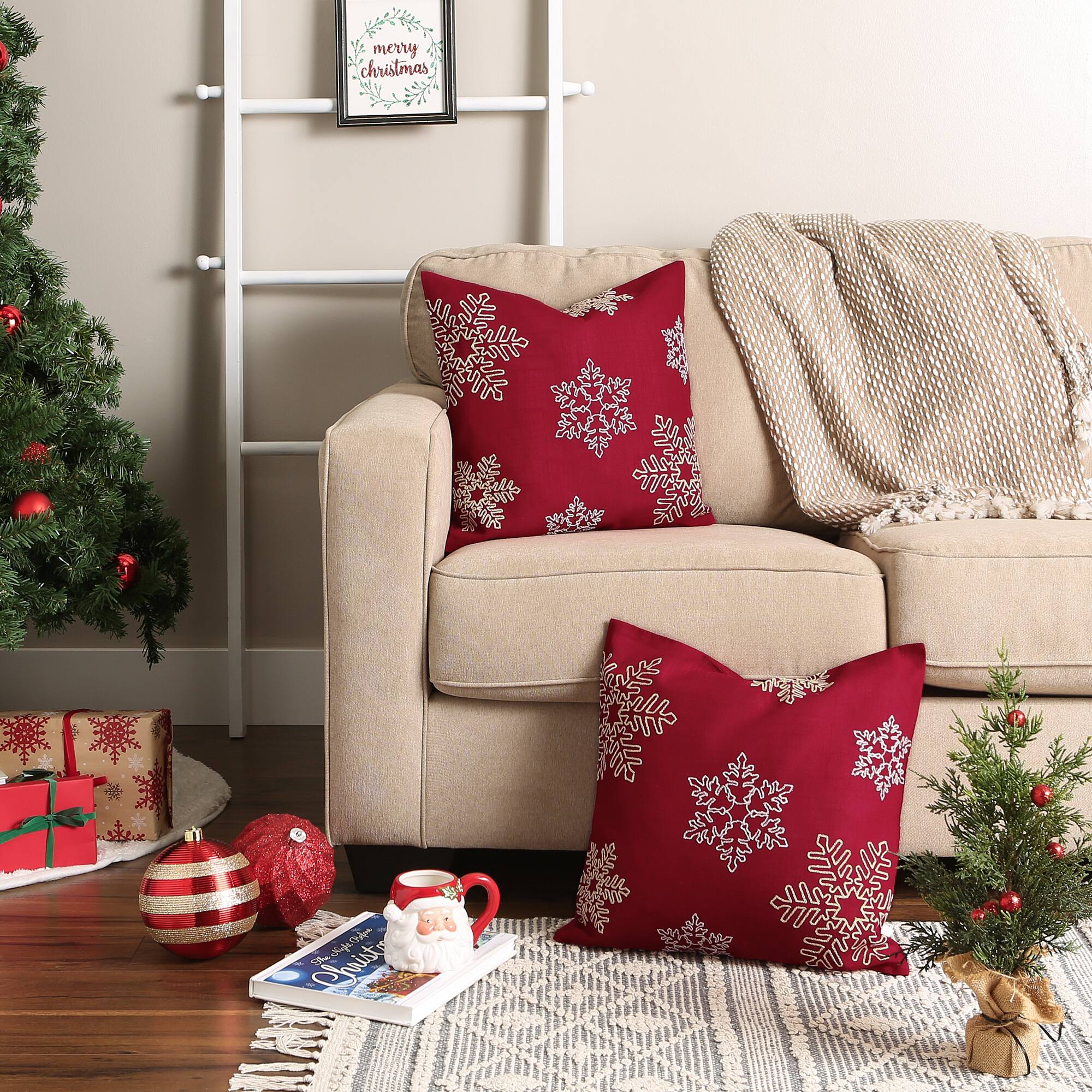 DII® Shimmering Snowflakes Leaves Embroidered Pillow Cover Set