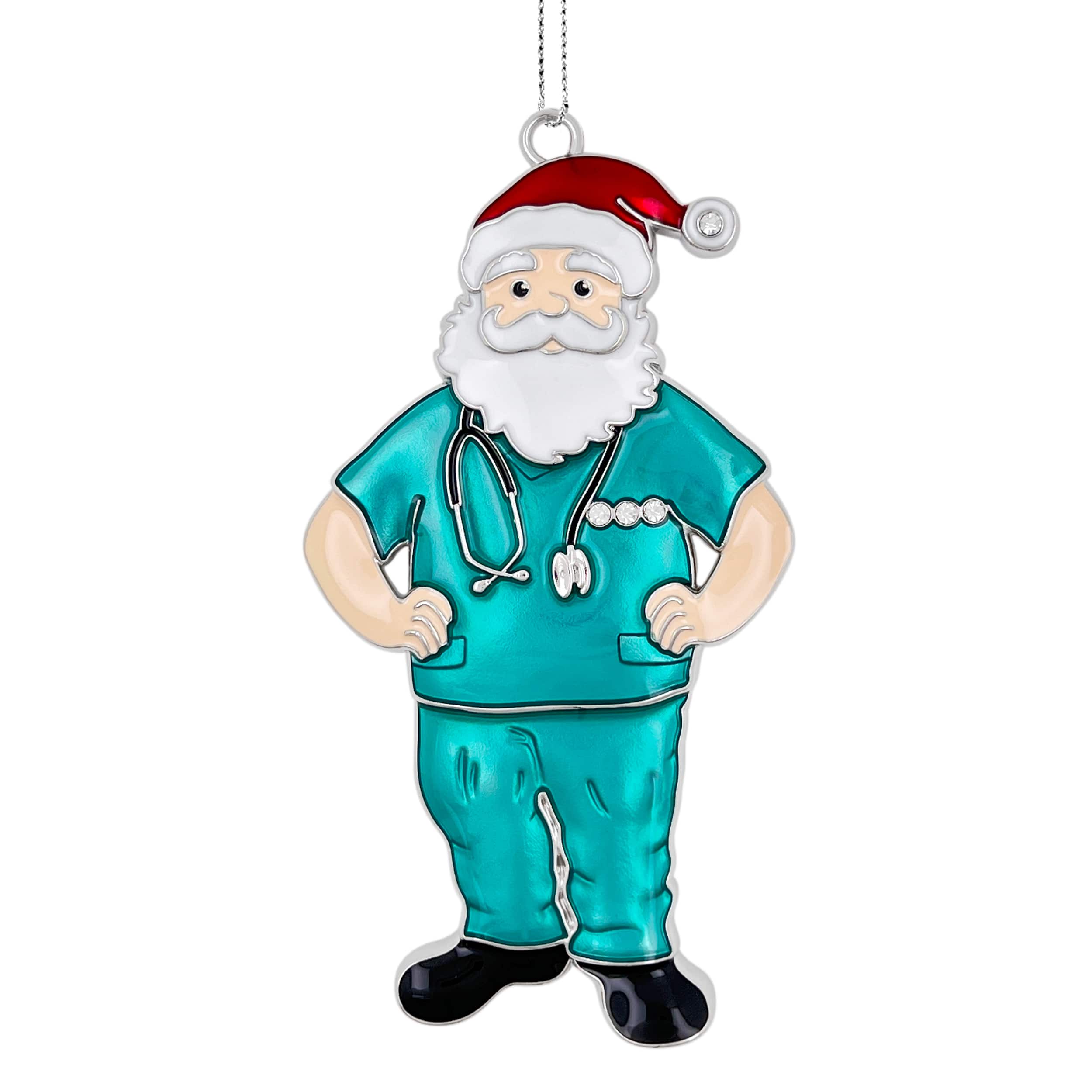 4&#x22; Teal Doctor Santa Metal Ornament by Ashland&#xAE;