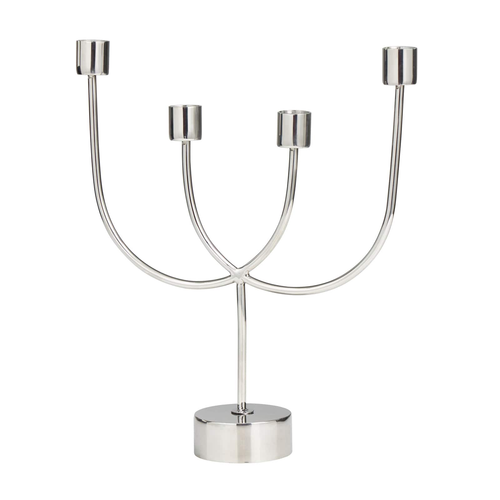 13" Silver Stainless Steel Overlapping U-Shaped Candelabra