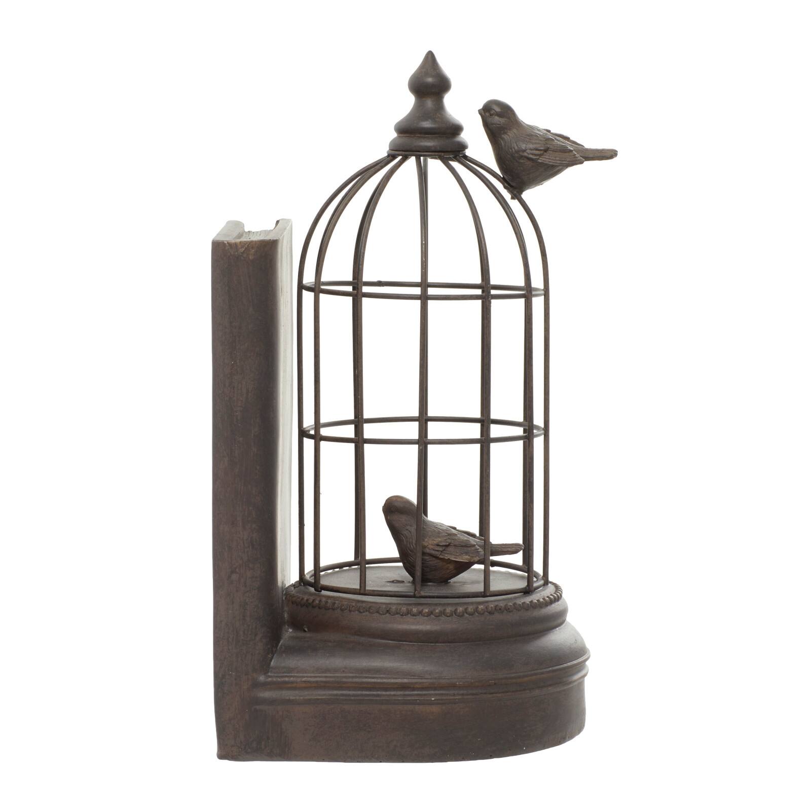 Black Metal Farmhouse Birdcage Bookends Set