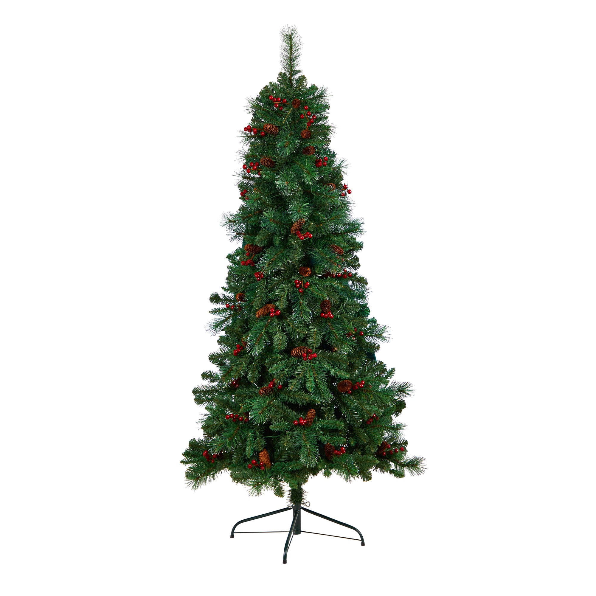 6ft. Pre-Lit Flat Back Montreal Mountain Pine Artificial Christmas Tree, White LED Lights