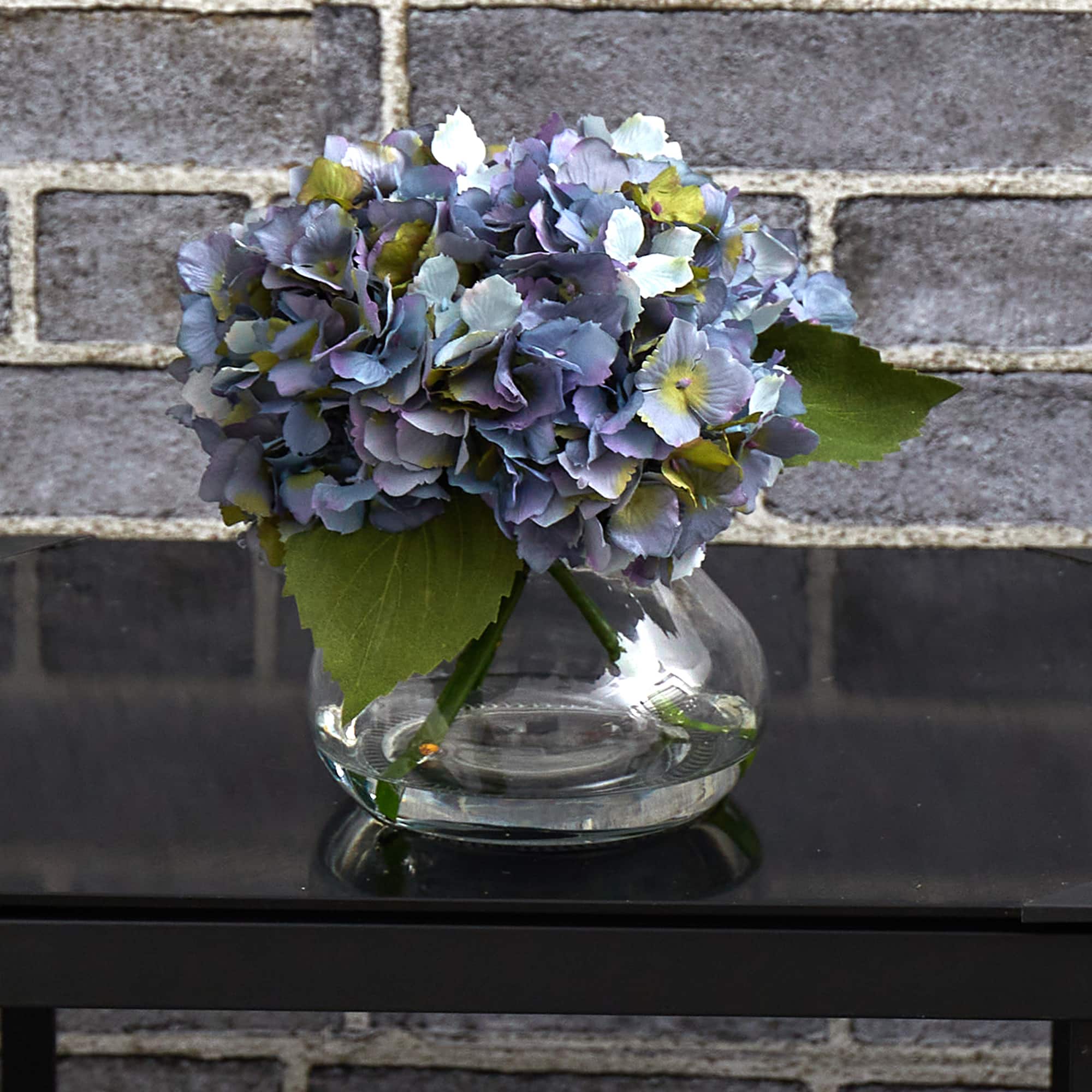 8.5&#x22; Blue Blooming Hydrangea in Glass Vase