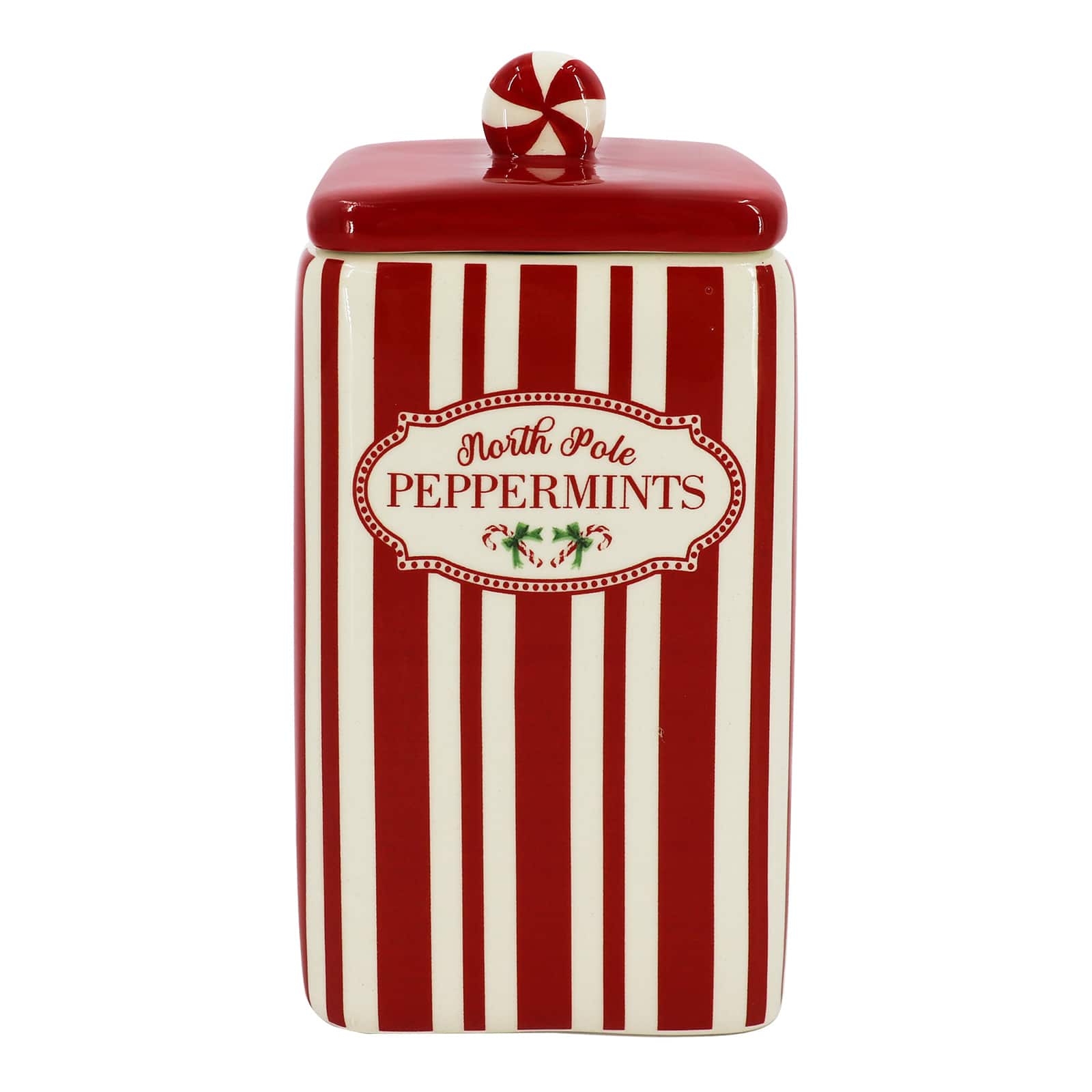 7.5&#x22; North Pole Peppermints Ceramic Container by Ashland&#xAE;