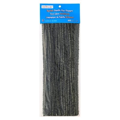 Buy in Bulk - 12 Packs: 100 ct. (1,200 total) Black Glitter Chenille ...