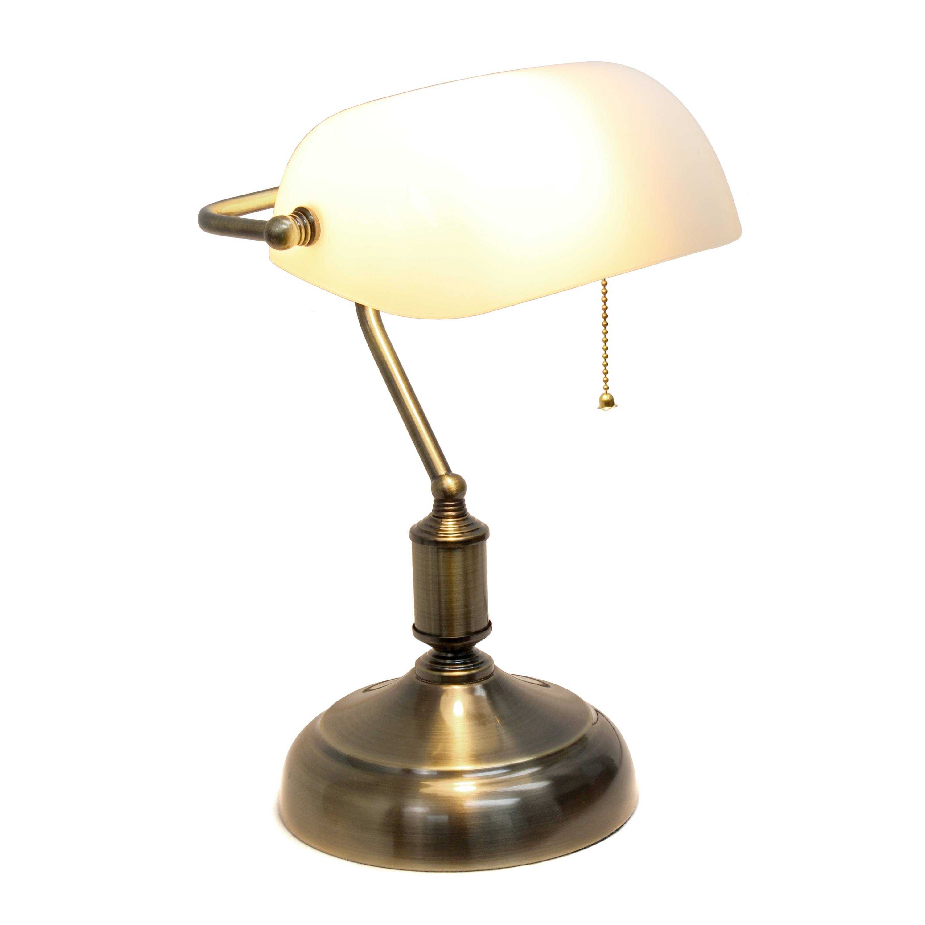 Simple Designs 15&#x22; Executive Banker&#x27;s Desk Lamp with Glass Shade