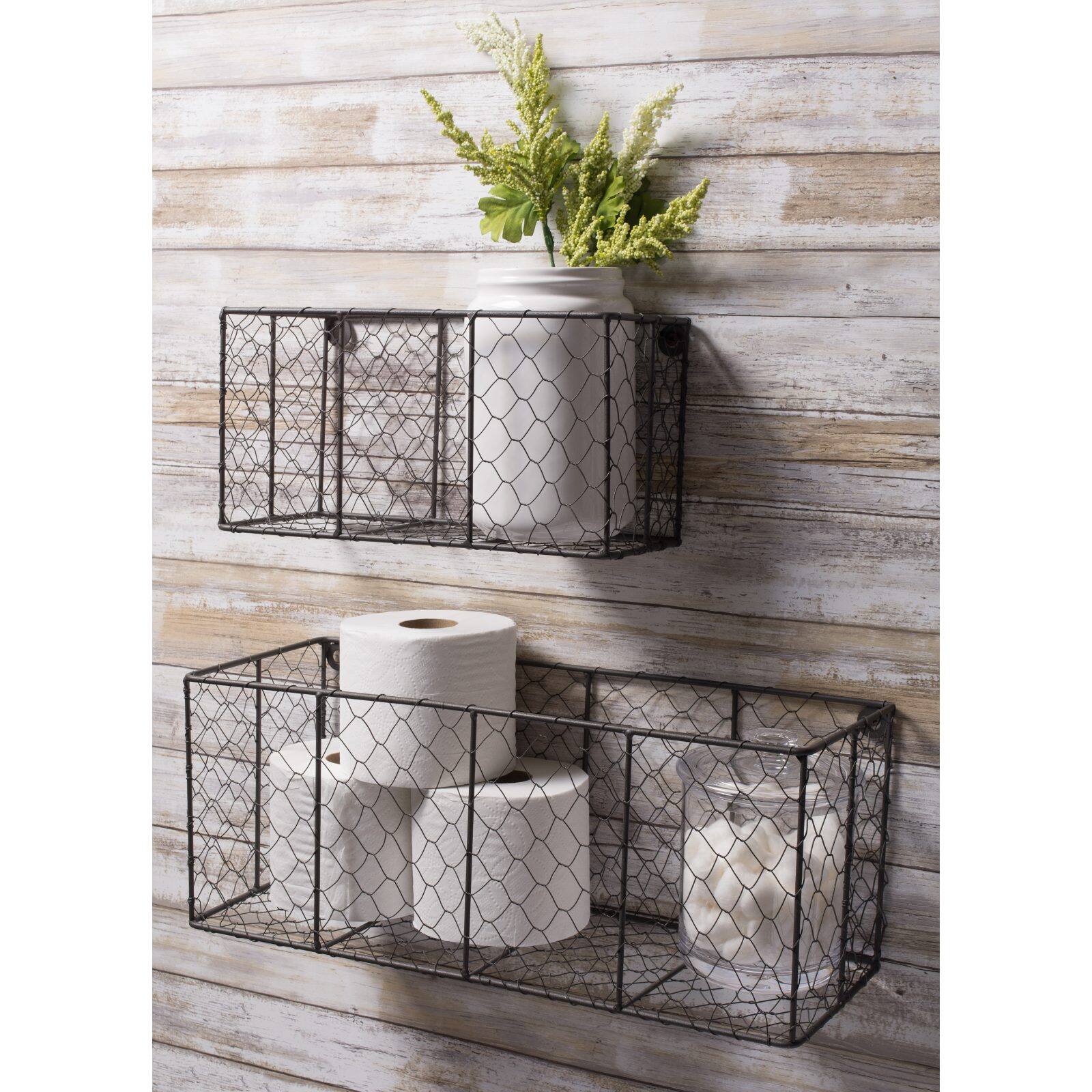 DII® Small Gray Wall Mount Chicken Wire Baskets, 2ct.