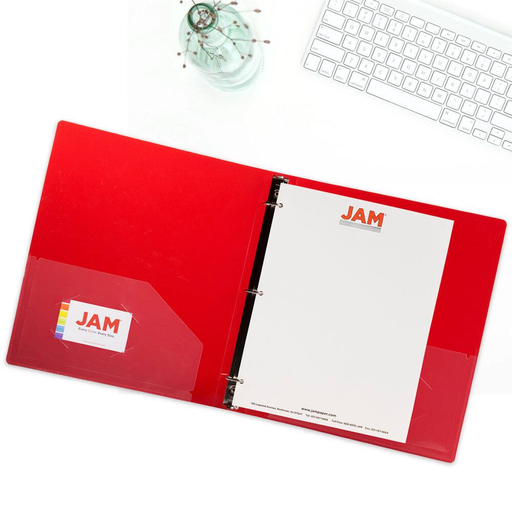 JAM Paper 0.75" Mixed Colors Glass Twill Plastic 3-Ring Binders, 4ct.