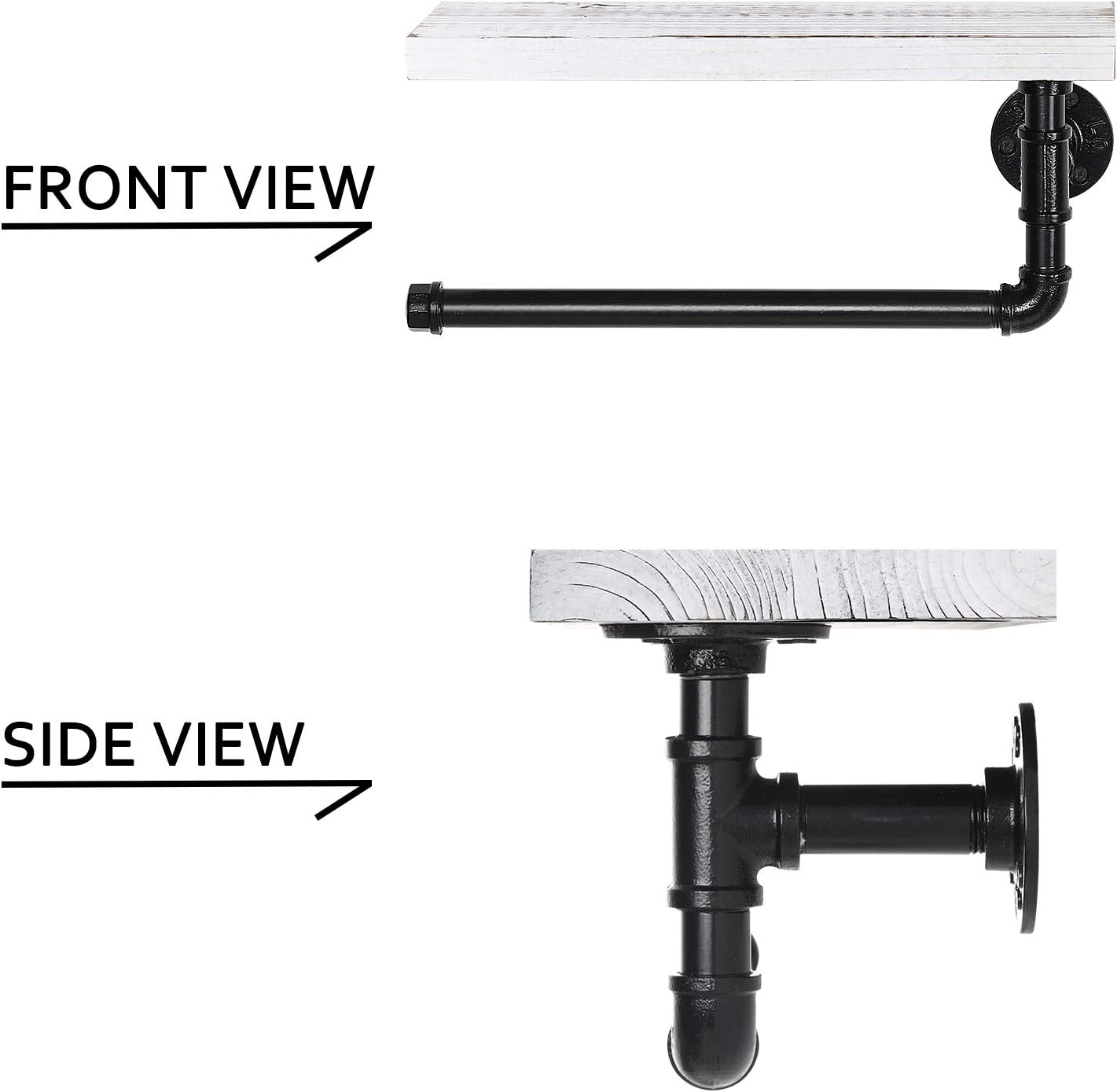 Wall-Mount Whitewashed Wood & Iron Toilet Paper Holder