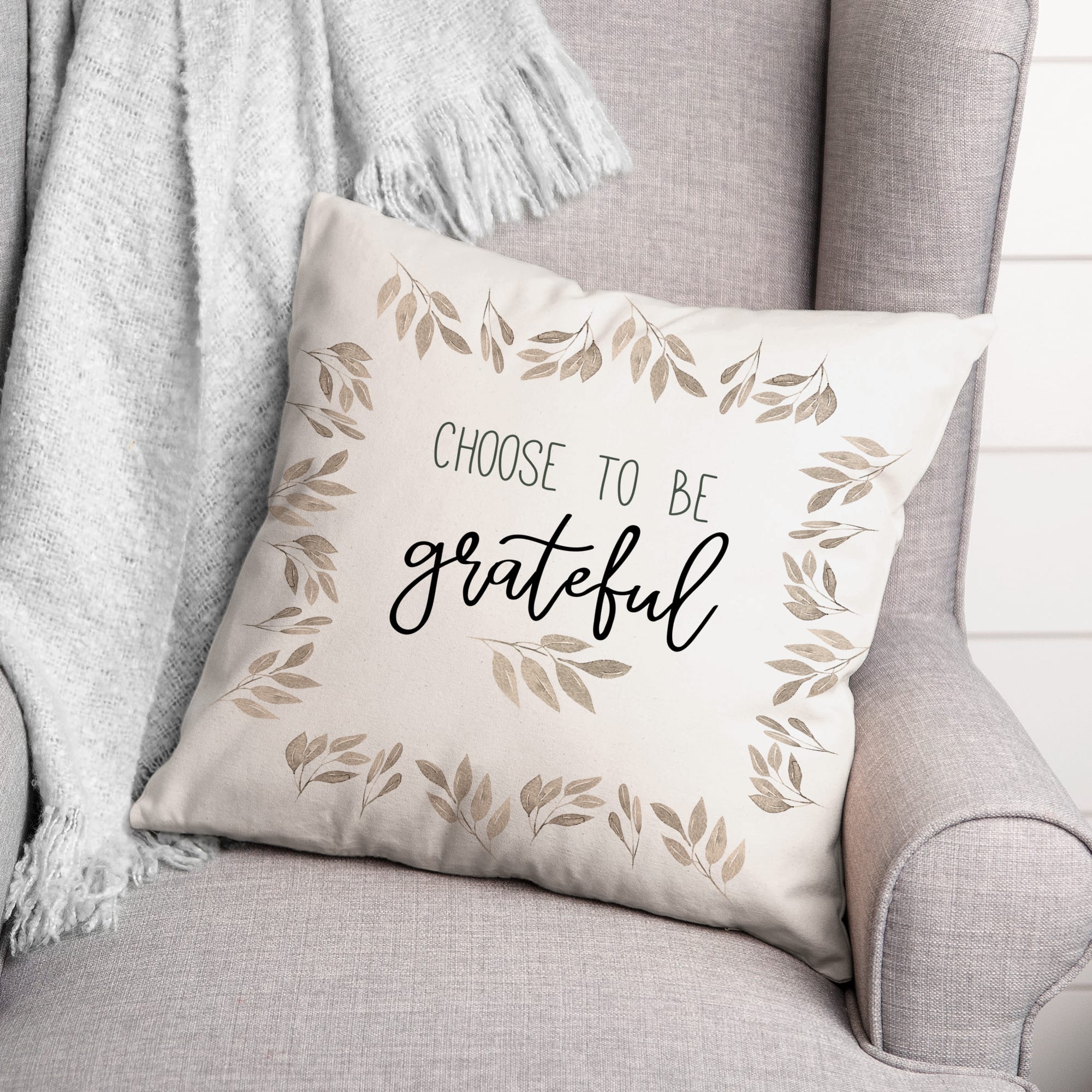 Off-White Choose To Be Grateful Throw Pillow