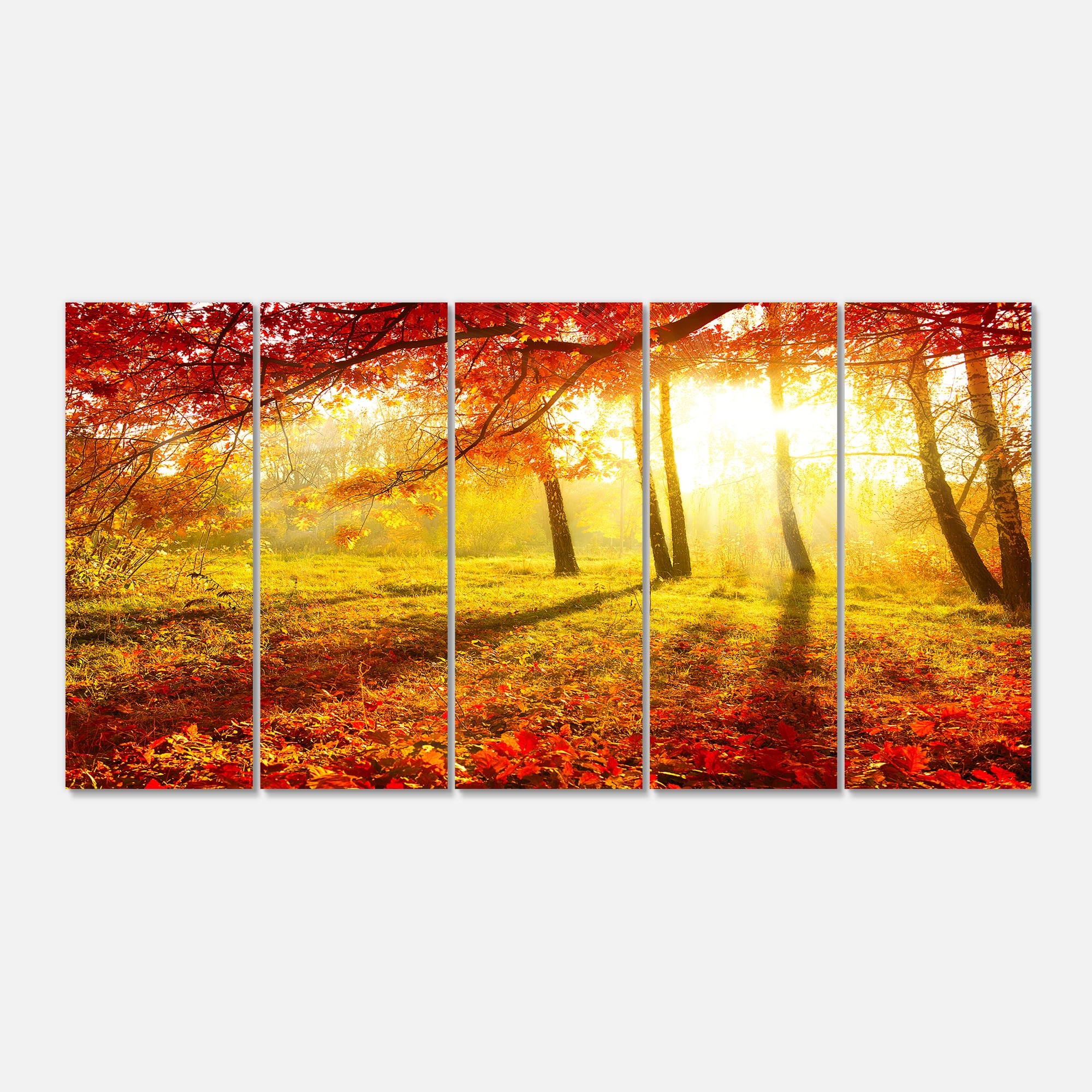 Designart - Yellow Red Fall Trees and Leaves - Landscape Canvas Art Print