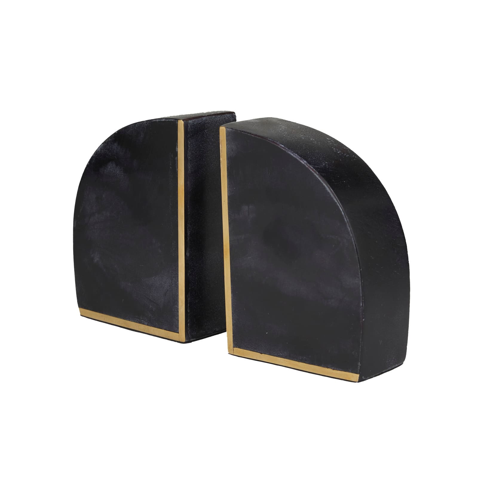 CosmoLiving by Cosmopolitan Set of 2" Black Marble Glam Bookends, 6" x 4" x 2"