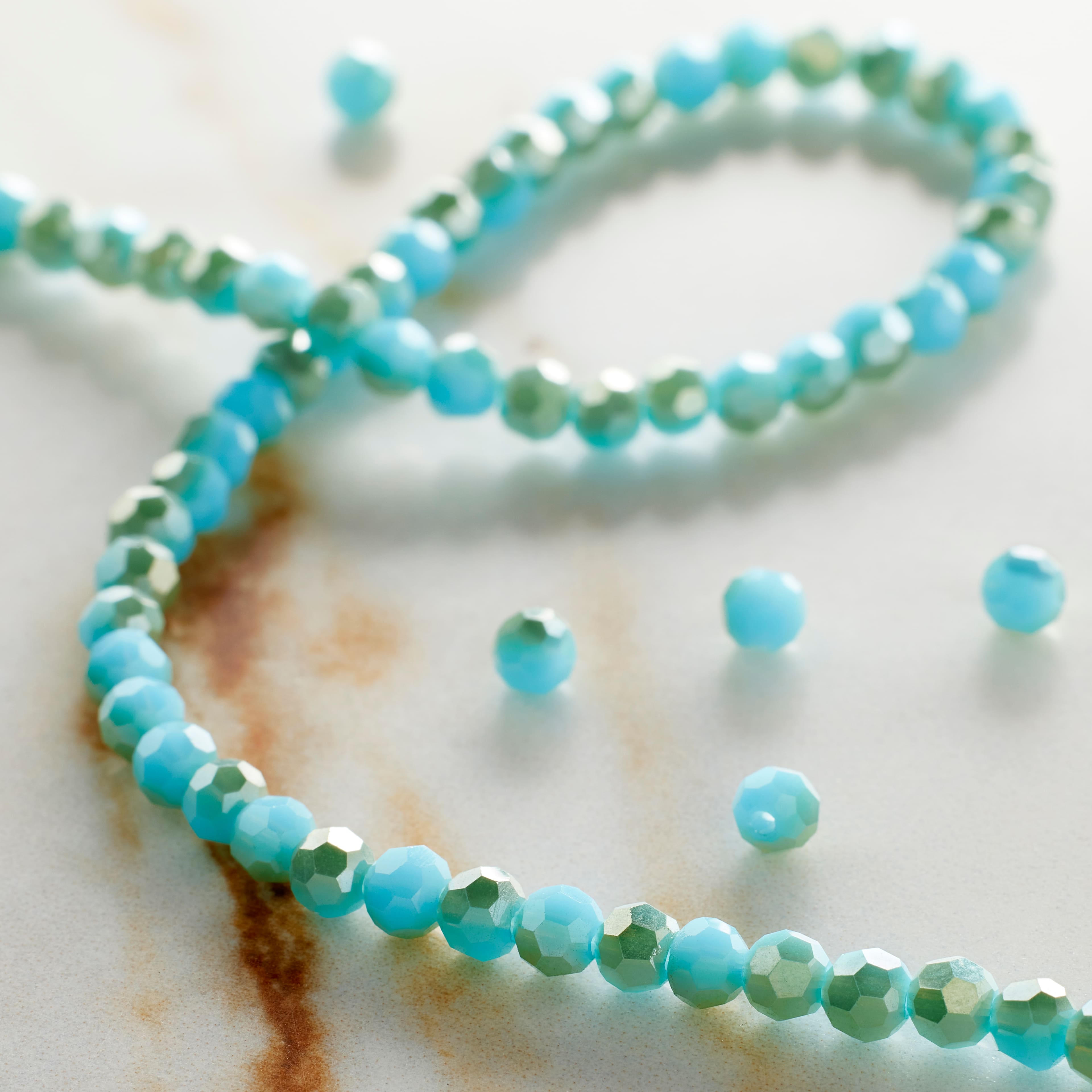 12 Pack: Aqua Mix Small Glass Faceted Round Beads, 3mm by Bead Landing&#x2122;