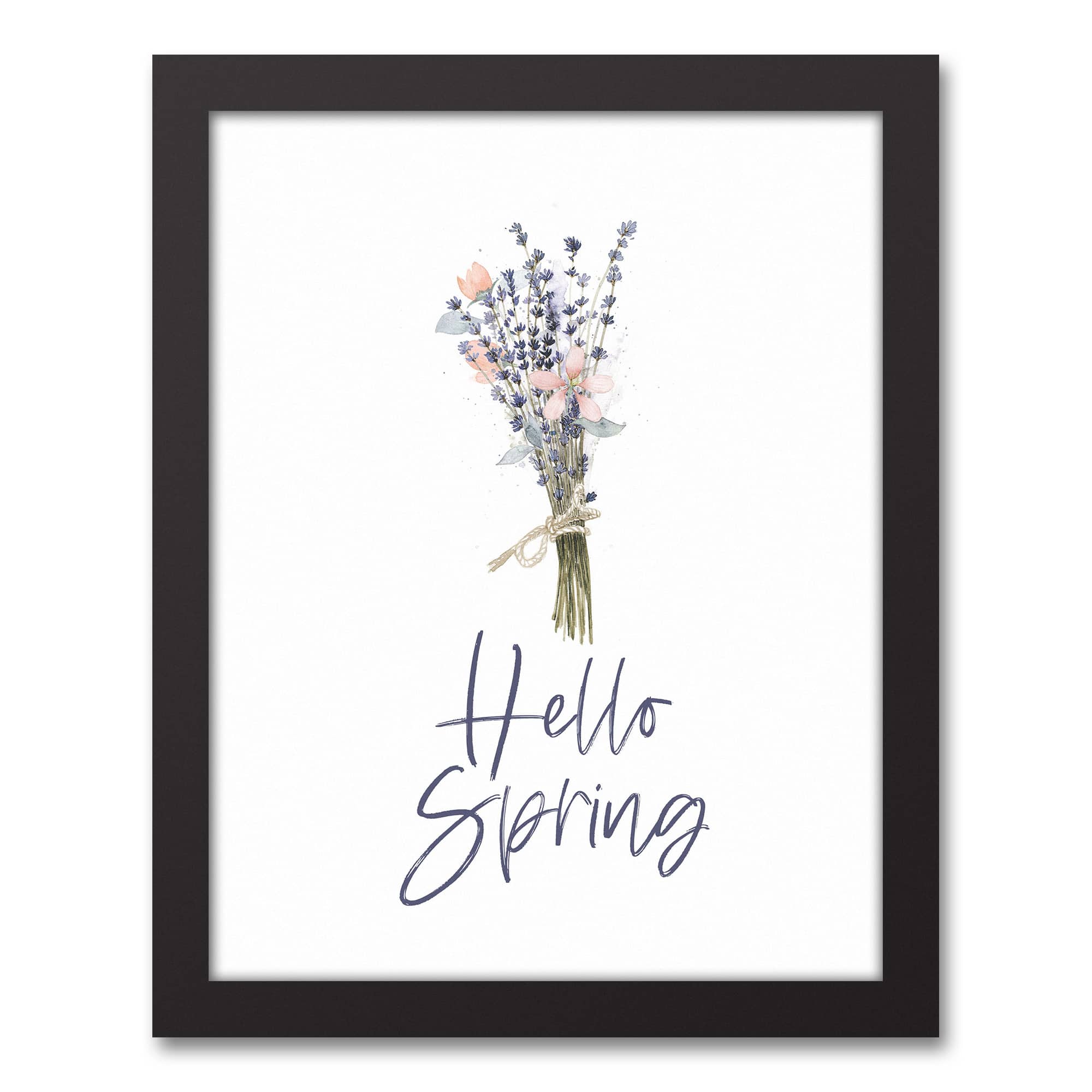 Hello Spring Flowers 11" x 14" Black Floating Framed Canvas