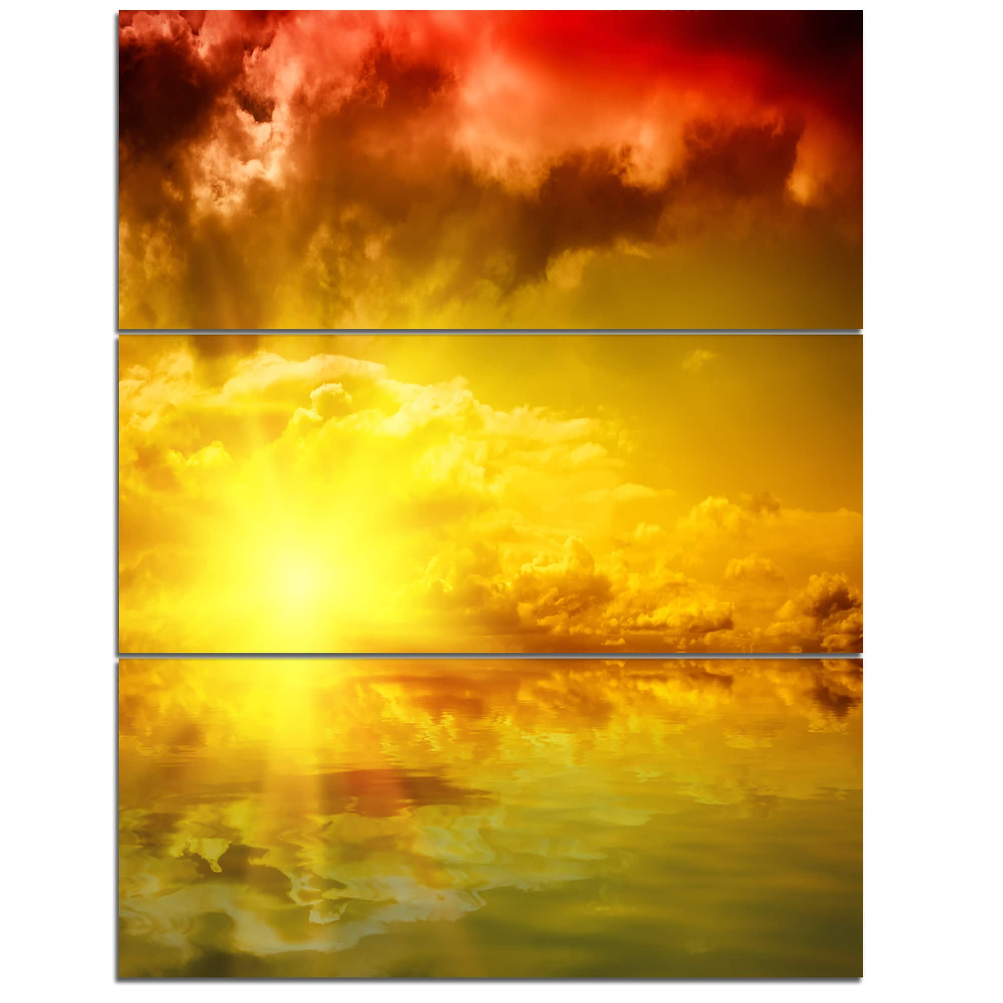 Designart - Red Dramatic Sky with Yellow Sun - Landscape Canvas Art Print in Blue | 28" x 36" - 3 Panels | Michaels®