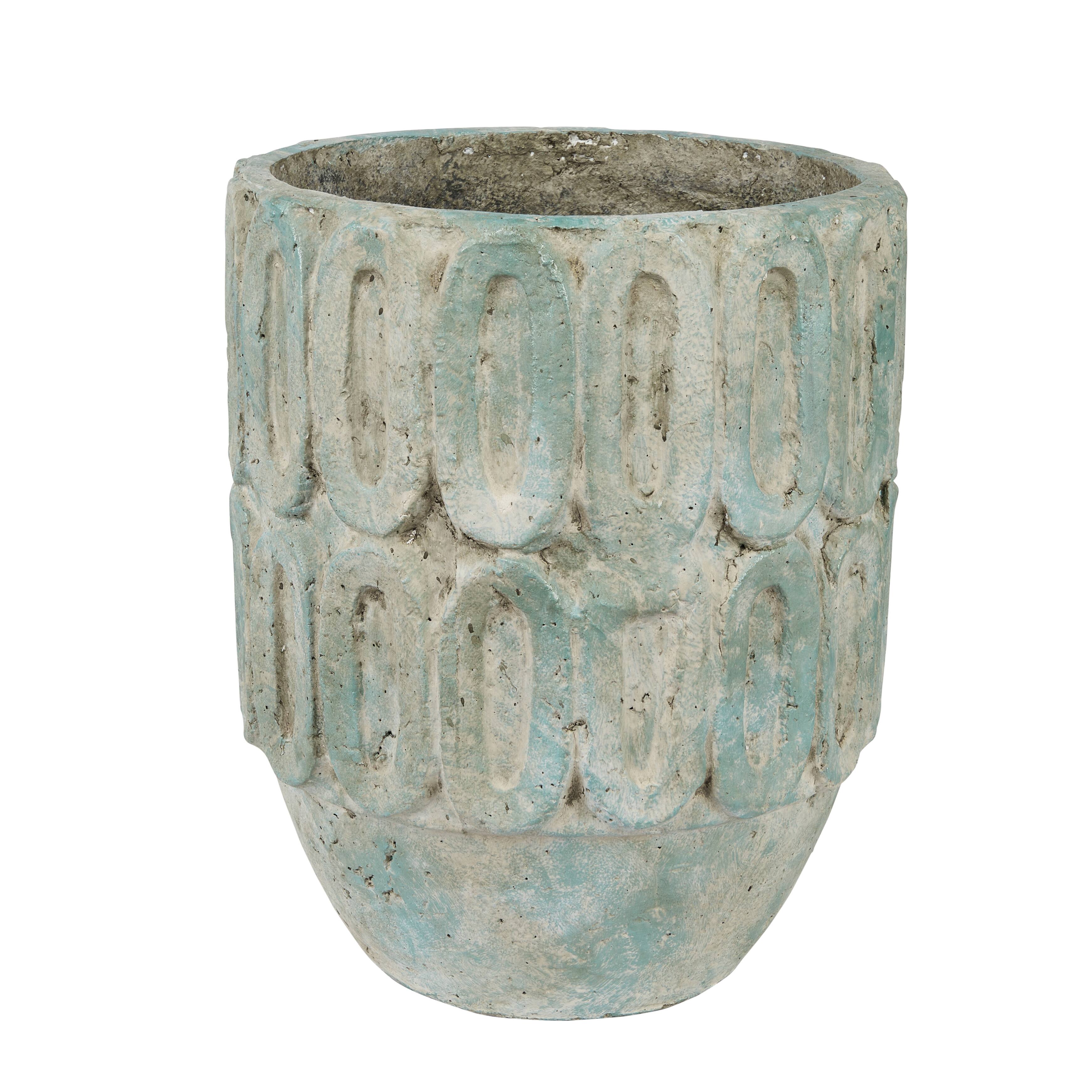 Distressed Green Rustic Cement Planter