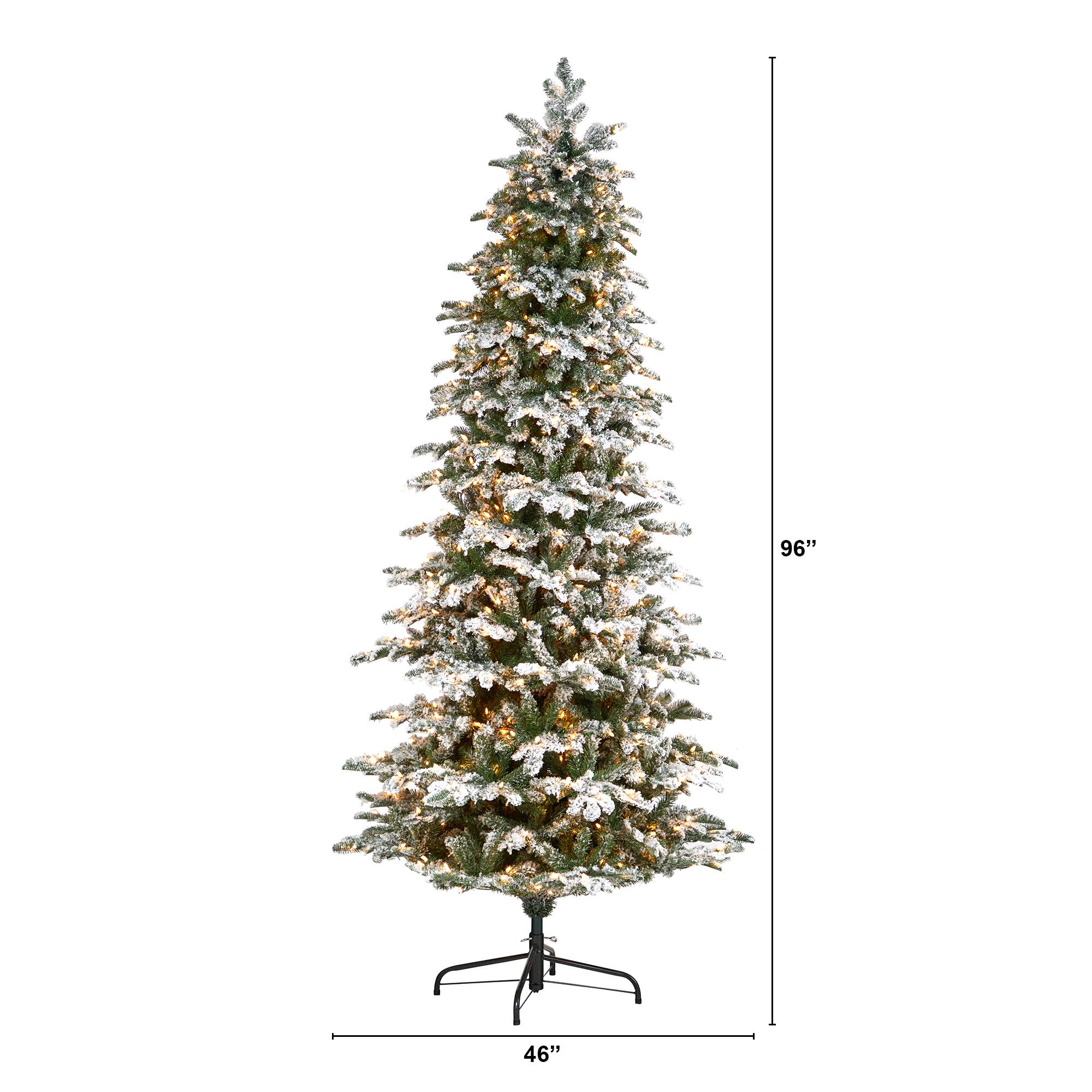 8ft. Pre-Lit Flocked North Carolina Fir Artificial Christmas Tree with Warm White LED Lights